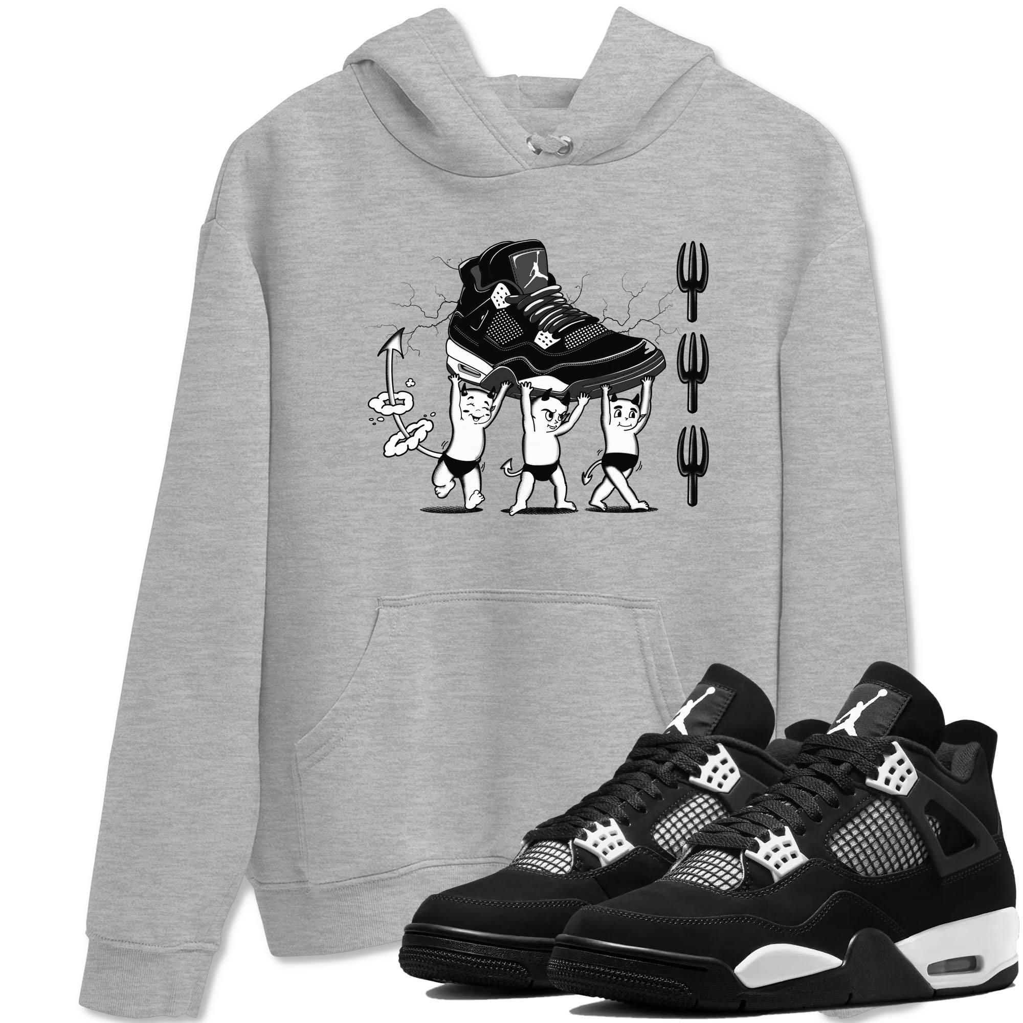 Devil Babies snkmatch Tees - Air Jordan 4 White Thunder