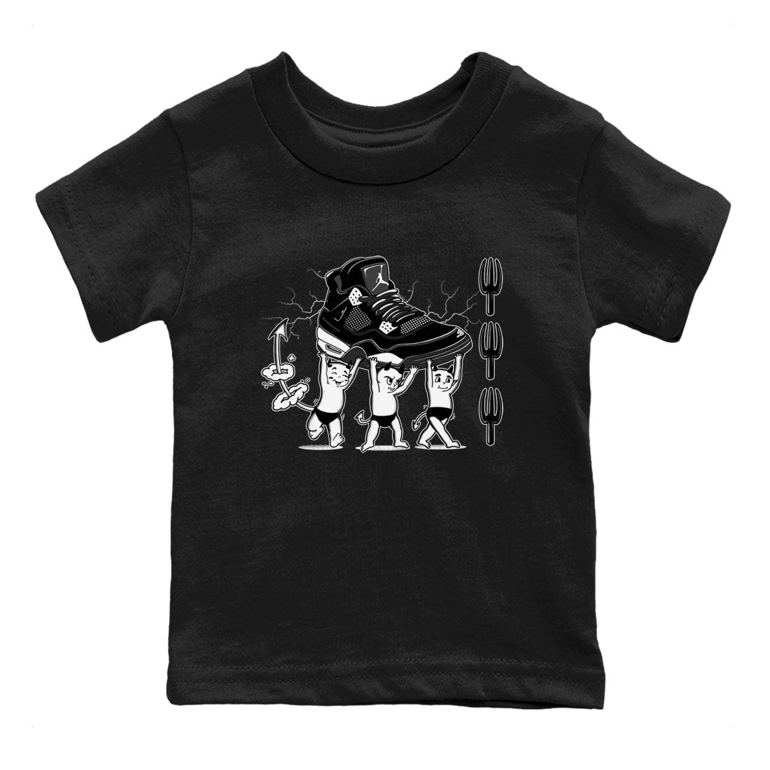 Devil Babies snkmatch Tees Kids - Air Jordan 4 White Thunder