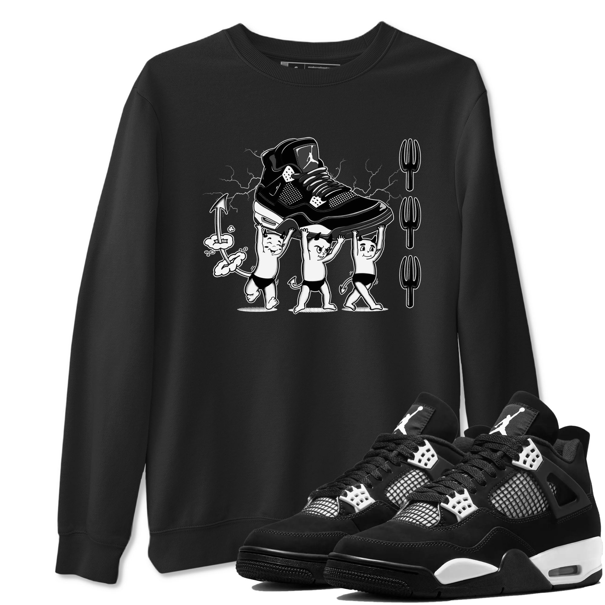Devil Babies snkmatch Tees - Air Jordan 4 White Thunder