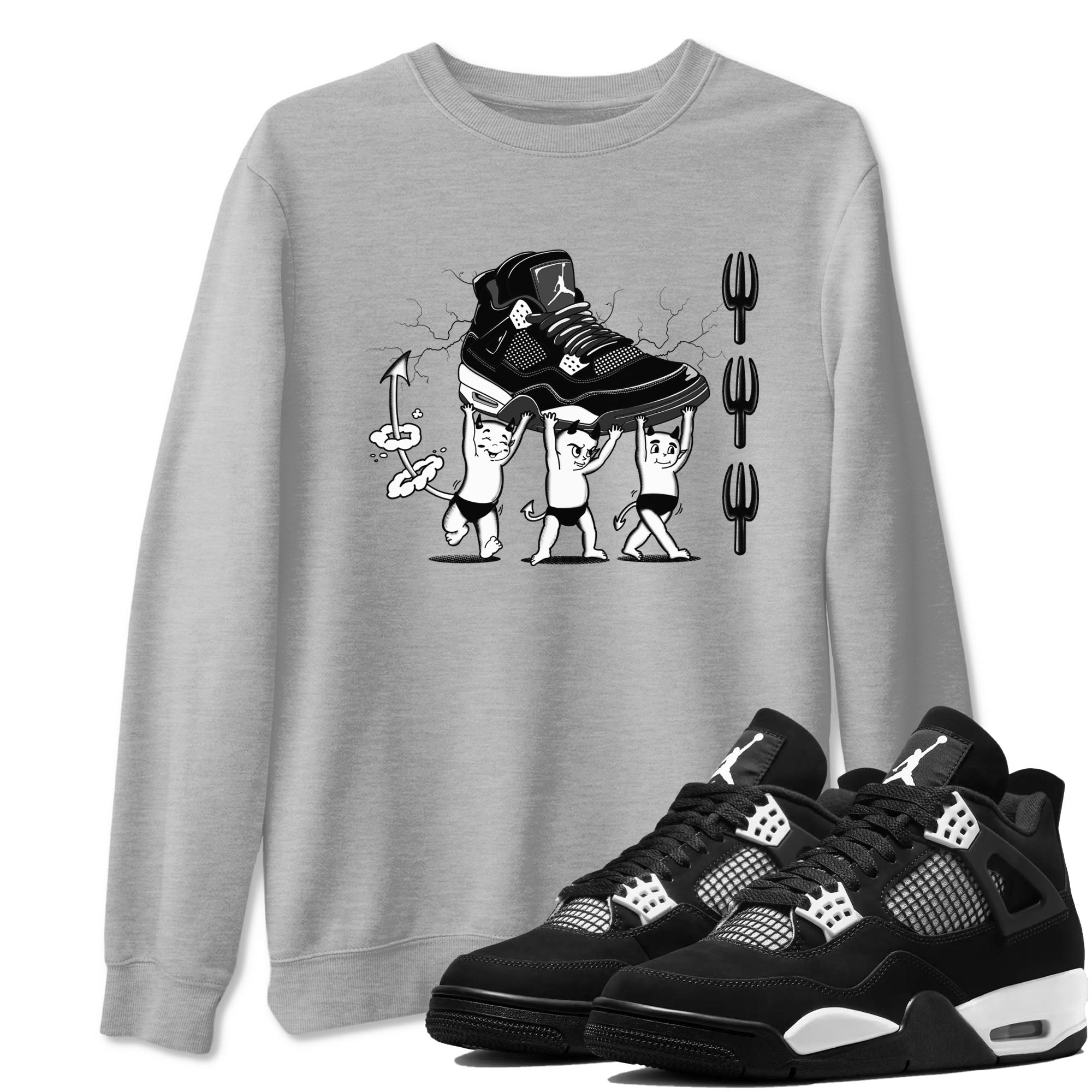 Devil Babies snkmatch Tees - Air Jordan 4 White Thunder