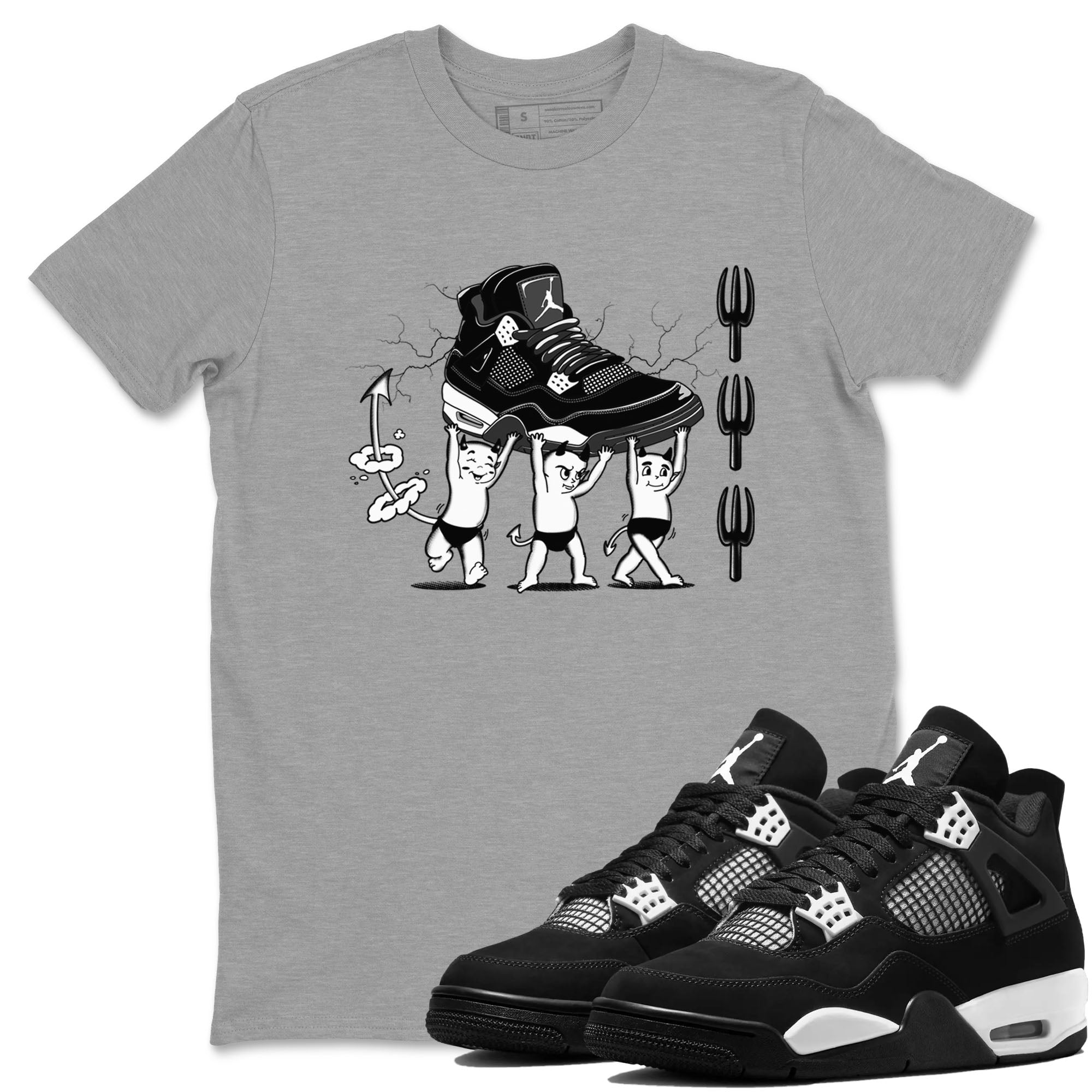 Devil Babies snkmatch Tees - Air Jordan 4 White Thunder