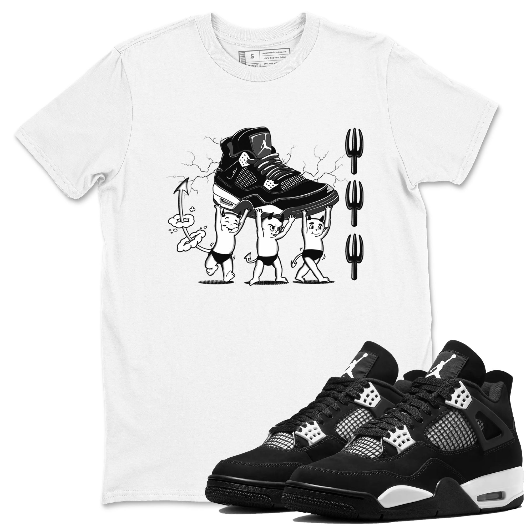 Devil Babies snkmatch Tees - Air Jordan 4 White Thunder