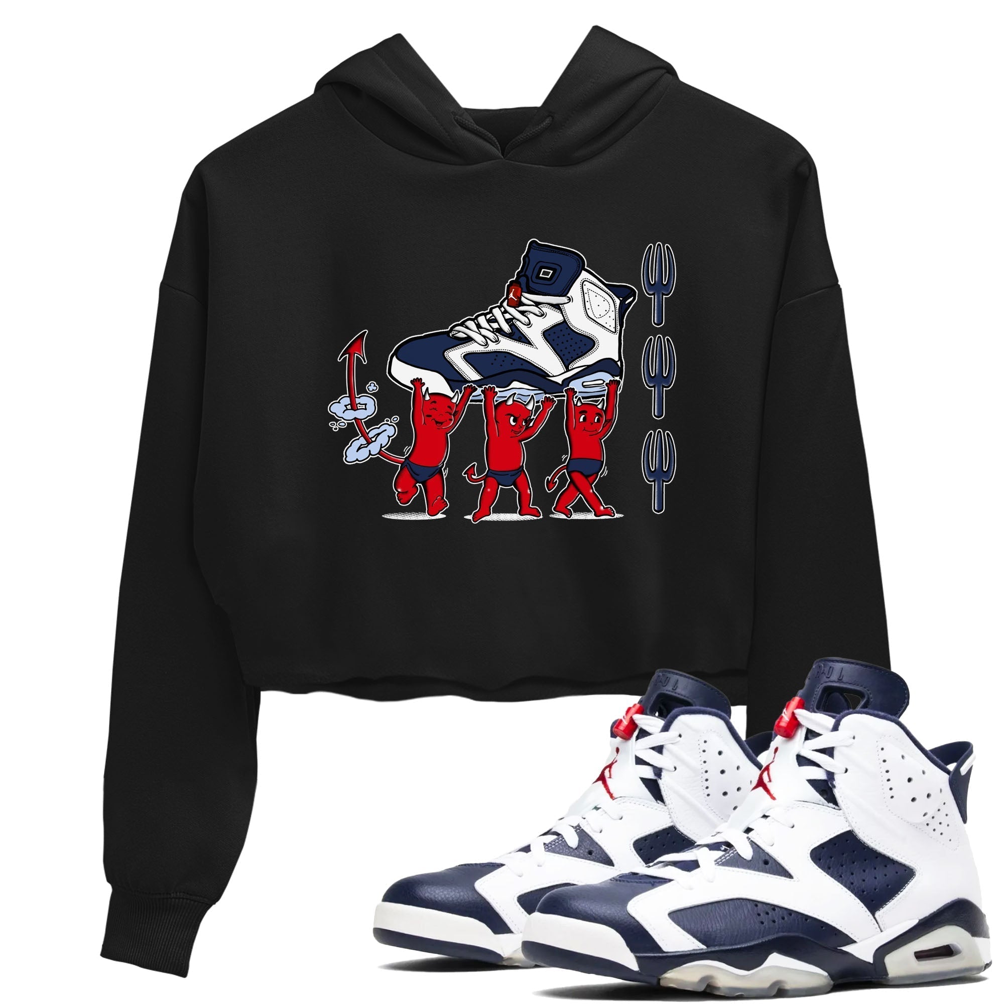 Devil Babies snkmatch Women's Top - Air Jordan 6 White And Midnight Navy