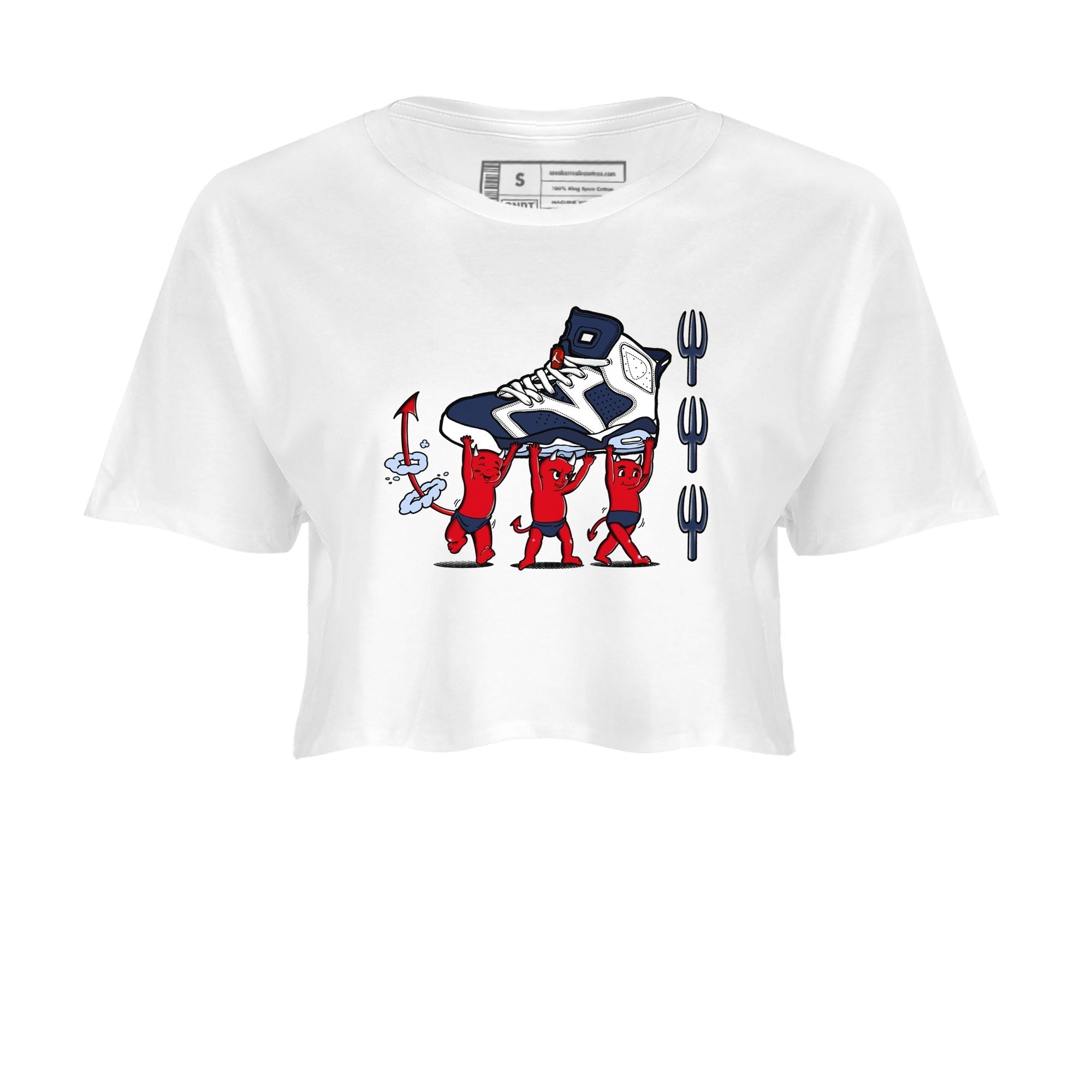 Devil Babies snkmatch Women's Top - Air Jordan 6 White And Midnight Navy
