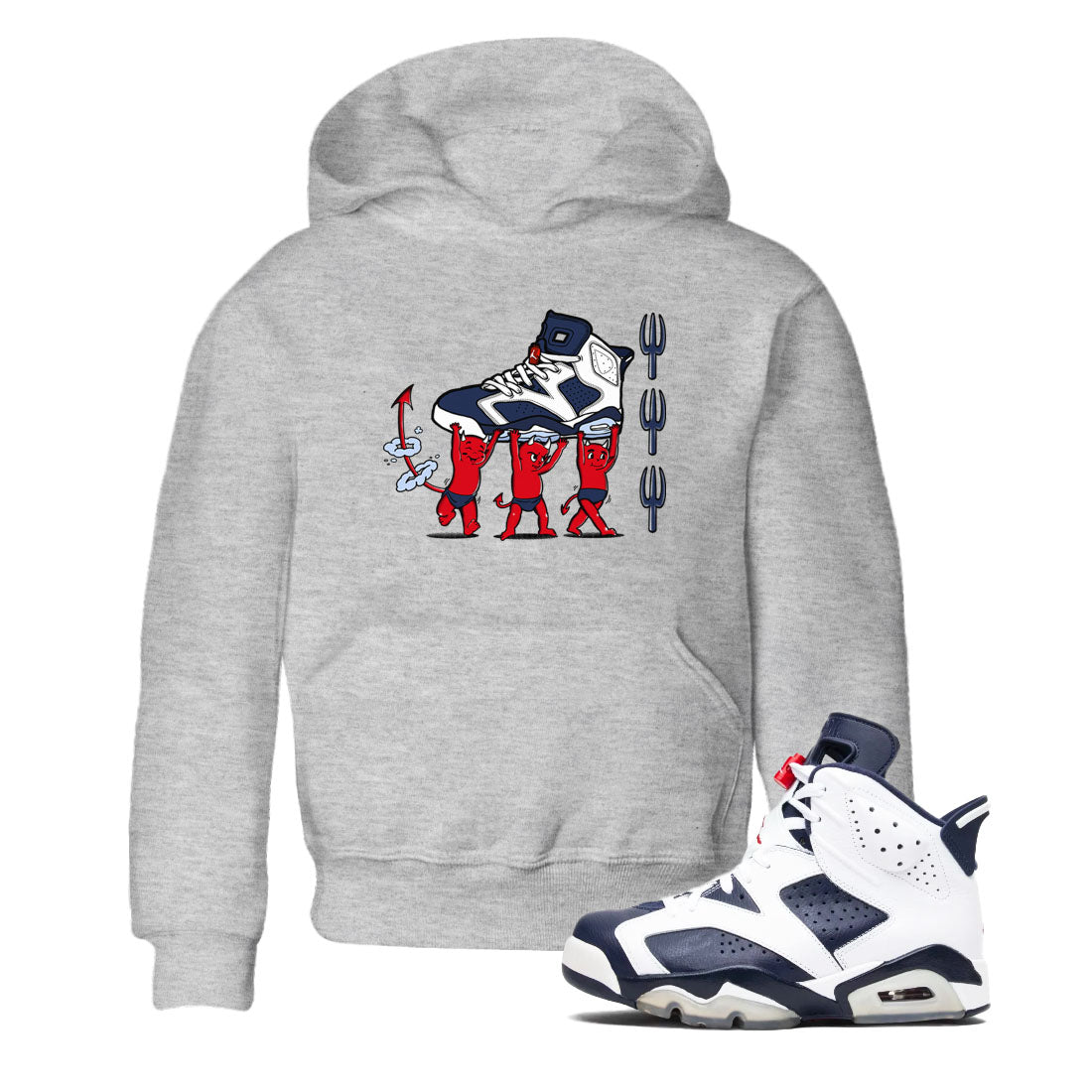Devil Babies snkmatch Tees Kids - Air Jordan 6 White And Midnight Navy