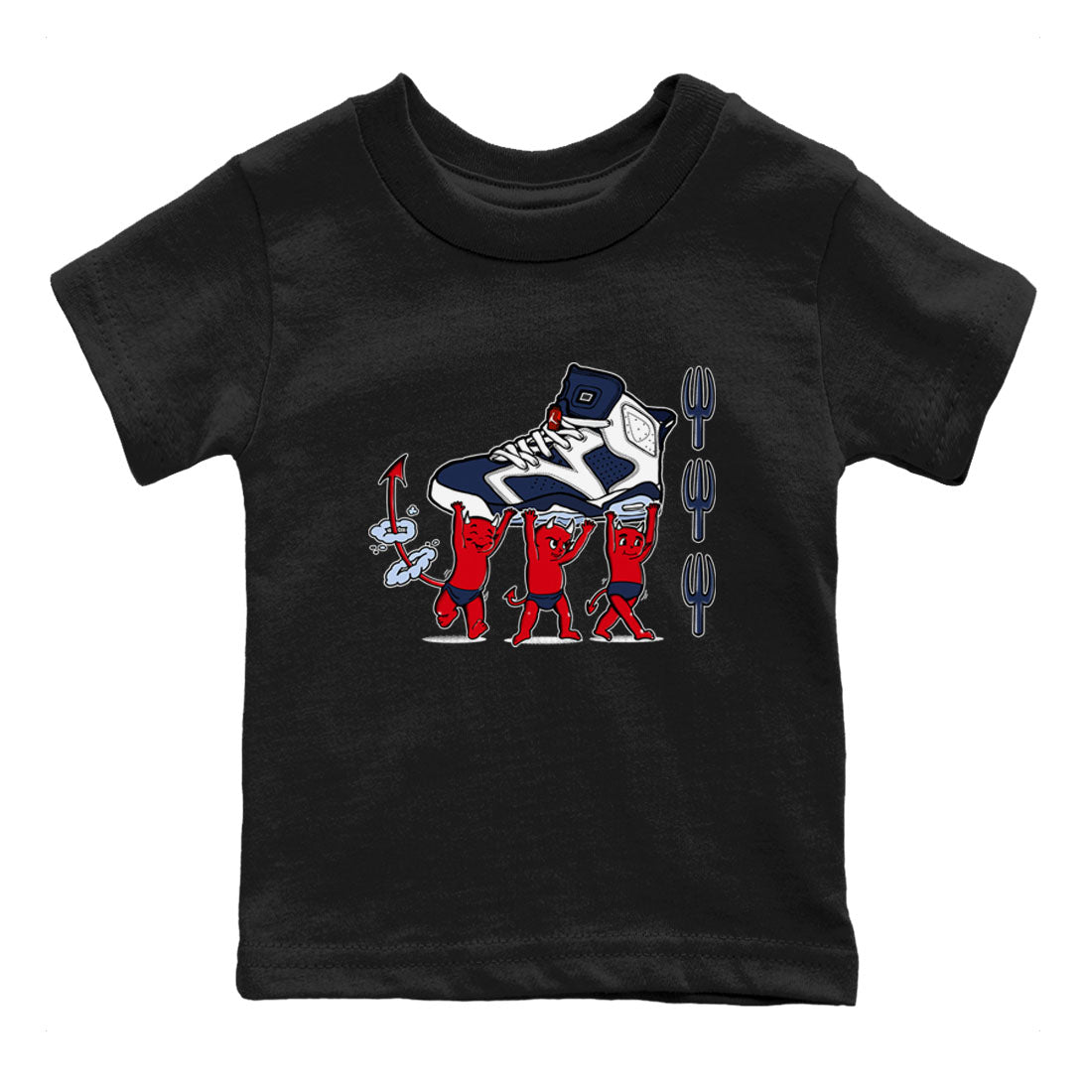 Devil Babies snkmatch Tees Kids - Air Jordan 6 White And Midnight Navy