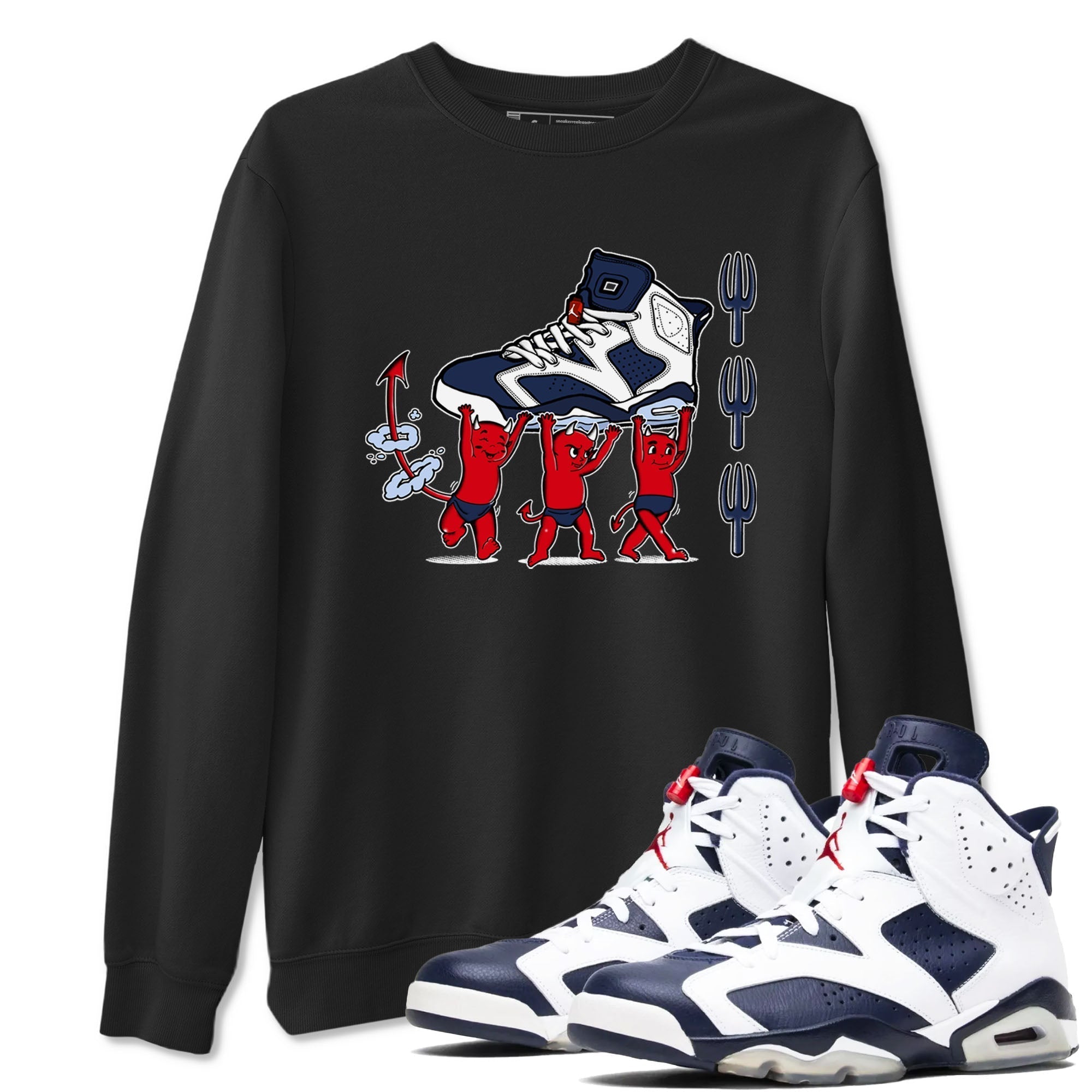 Devil Babies snkmatch Tees - Air Jordan 6 White And Midnight Navy