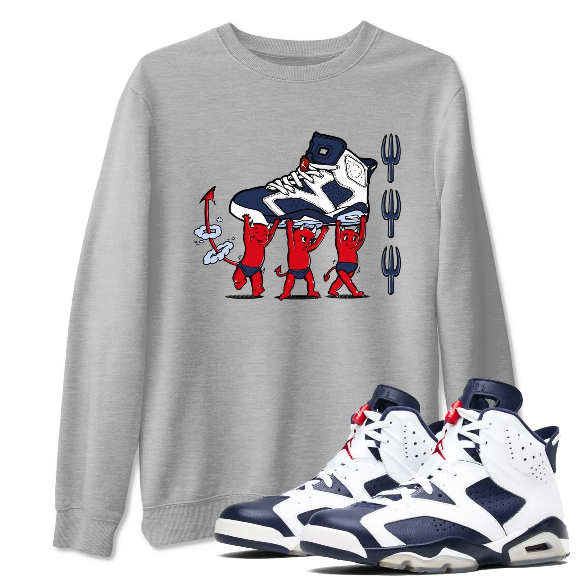 Devil Babies snkmatch Tees - Air Jordan 6 White And Midnight Navy