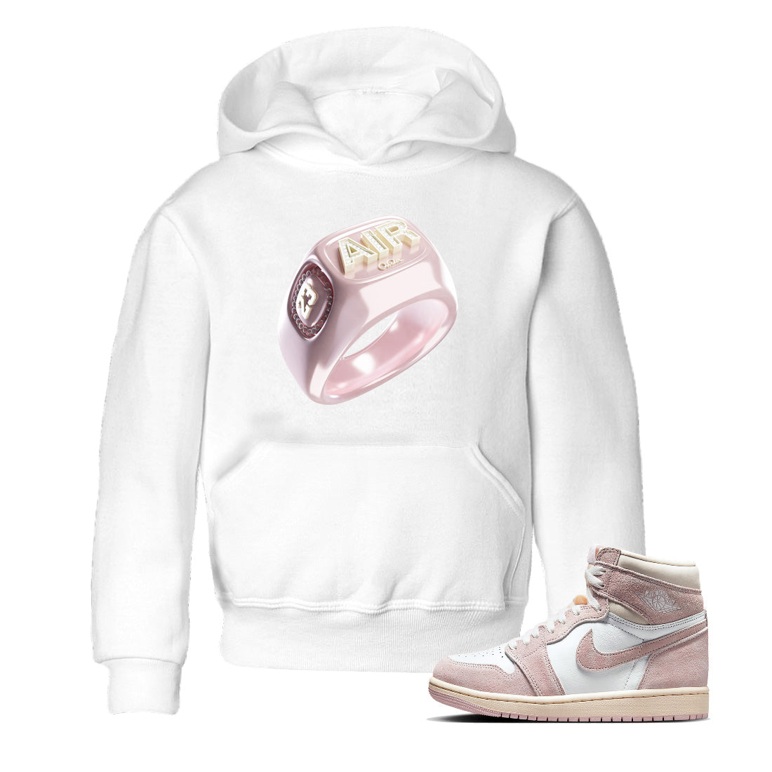 Diamond Ring Kids Tops - Air Jordan 1 Washed Pink