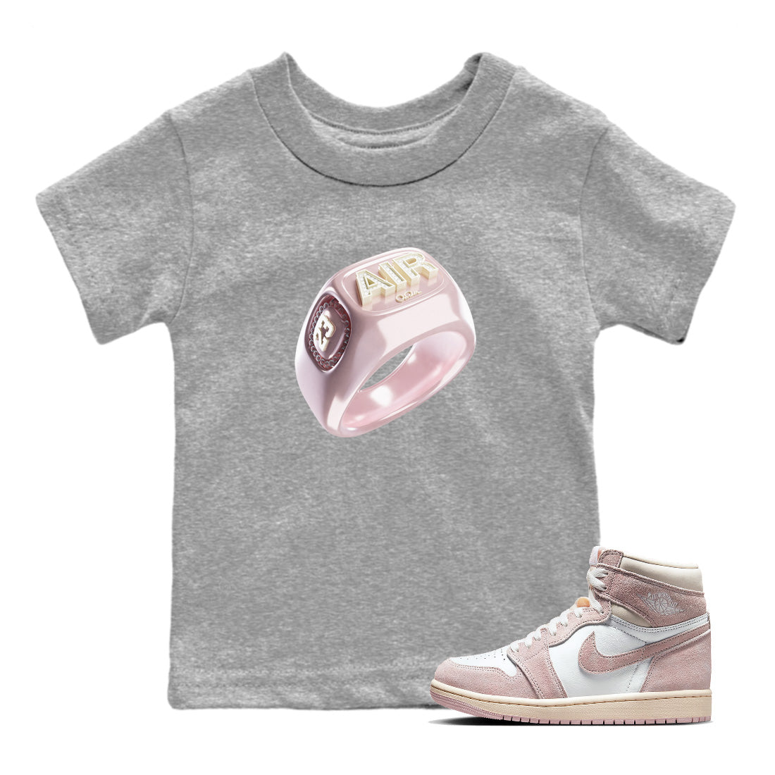 Diamond Ring Kids Tops - Air Jordan 1 Washed Pink