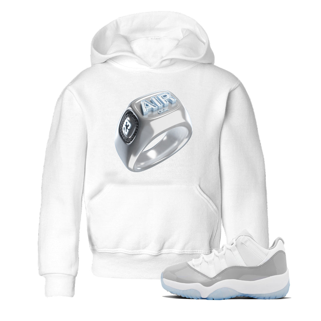 Diamond Ring Kids Tops - Air Jordan 11 White Cement