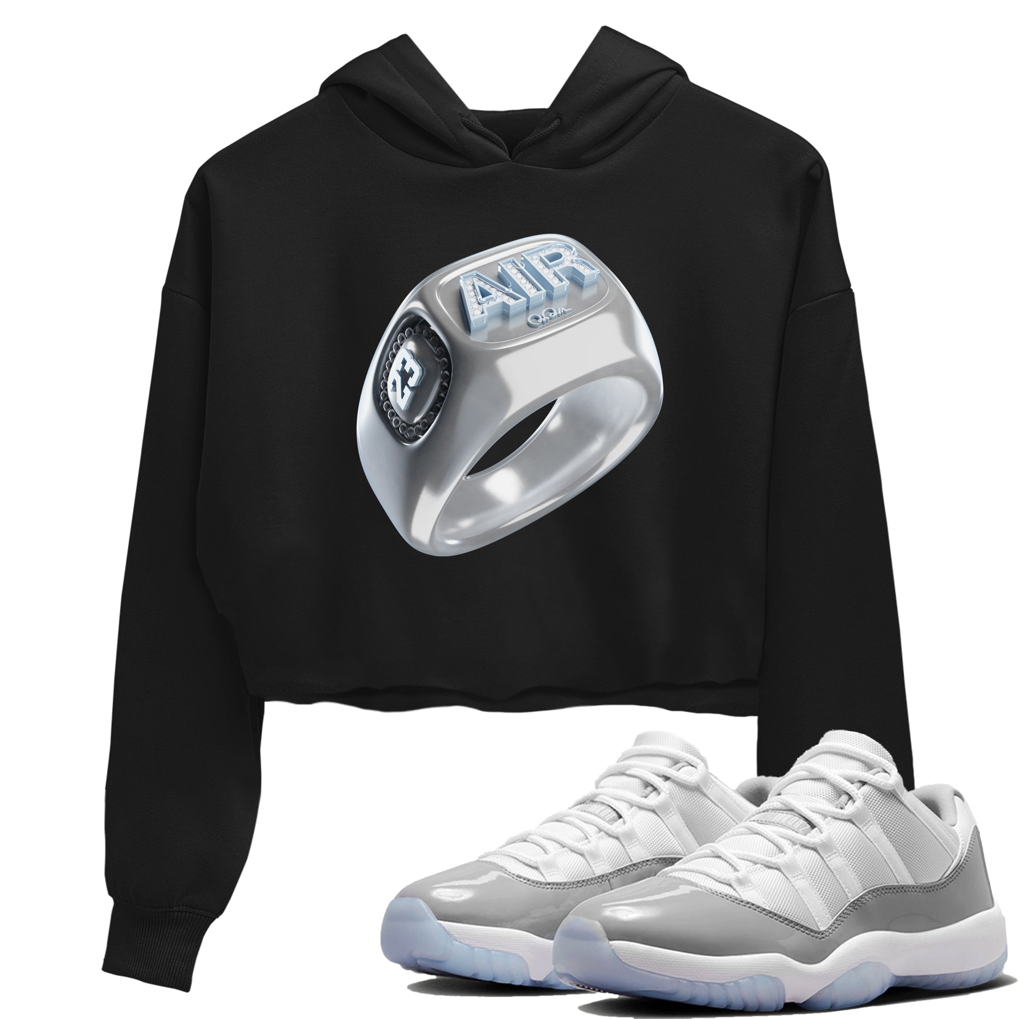 Diamond Ring Women's Tops - Air Jordan 11 White Cement