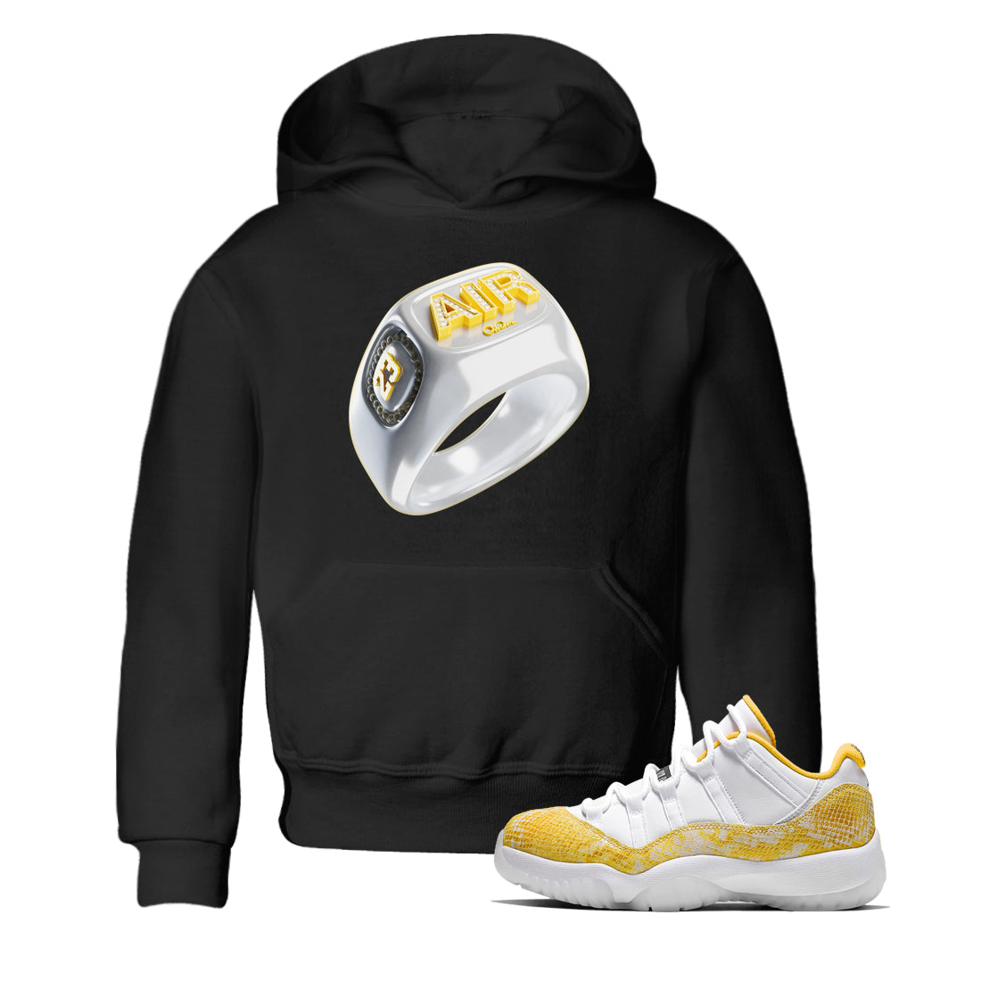Diamond Ring Kids Tops - Air Jordan 11 Yellow Python