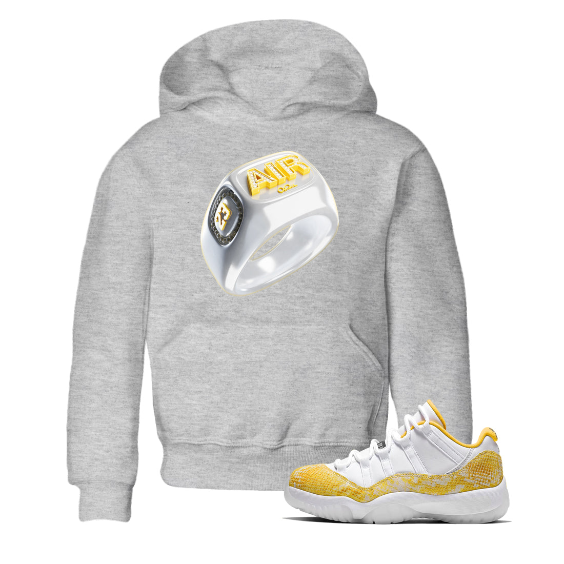 Diamond Ring Kids Tops - Air Jordan 11 Yellow Python