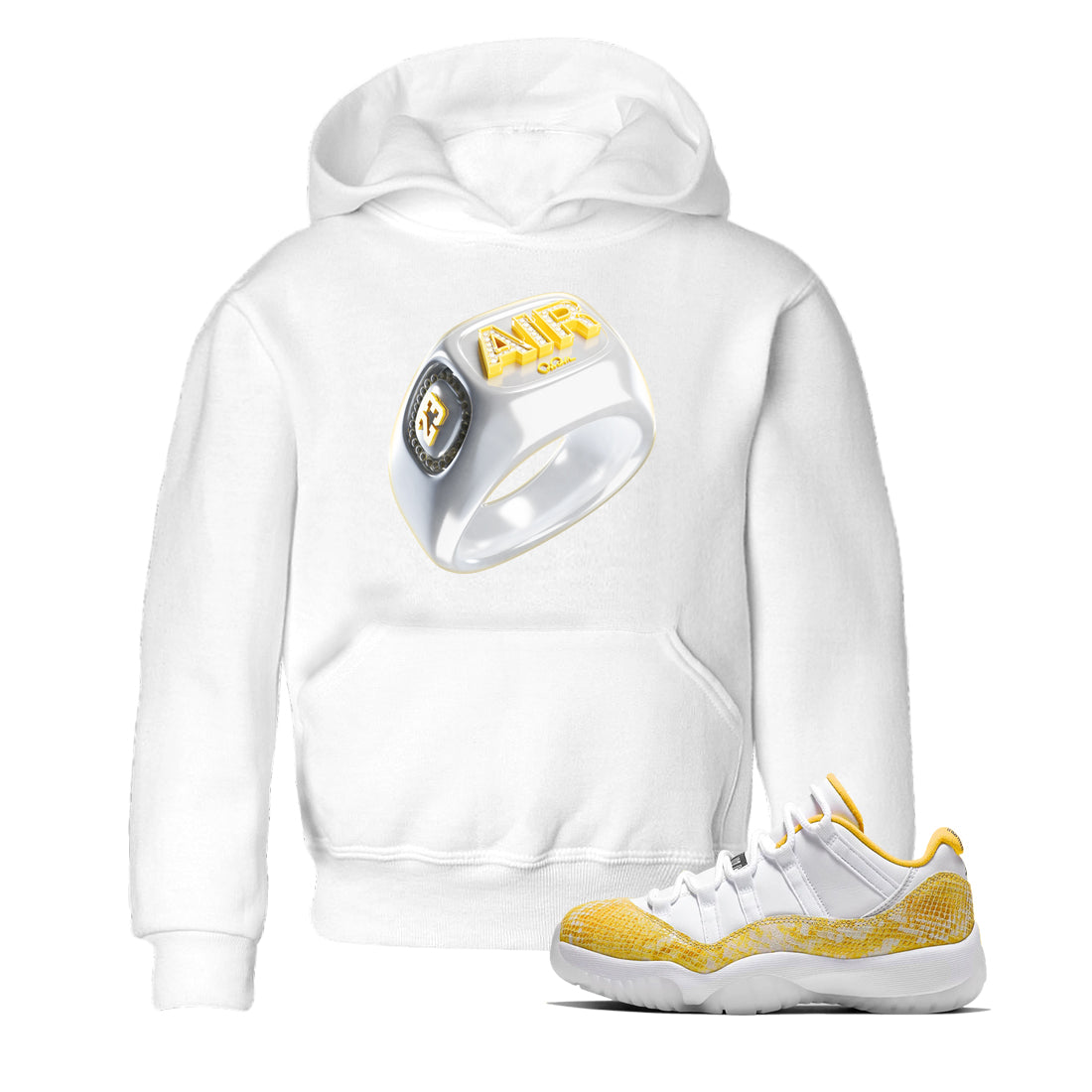 Diamond Ring Kids Tops - Air Jordan 11 Yellow Python