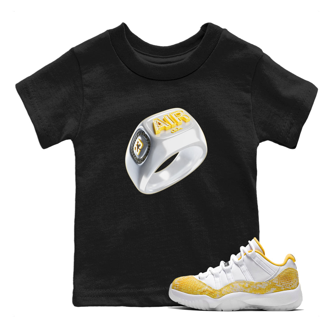Diamond Ring Kids Tops - Air Jordan 11 Yellow Python