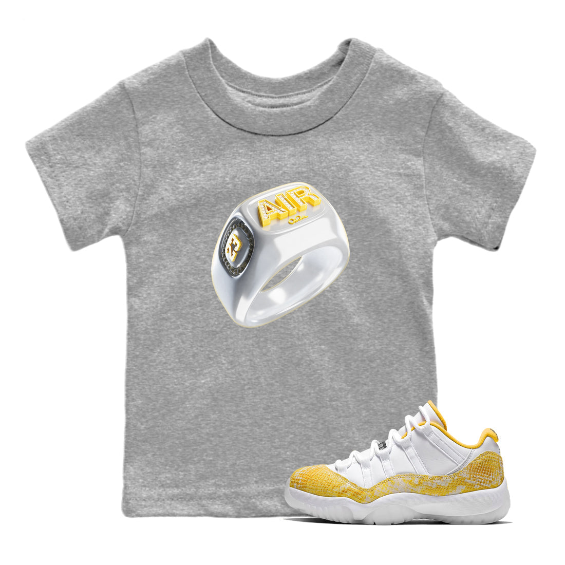 Diamond Ring Kids Tops - Air Jordan 11 Yellow Python
