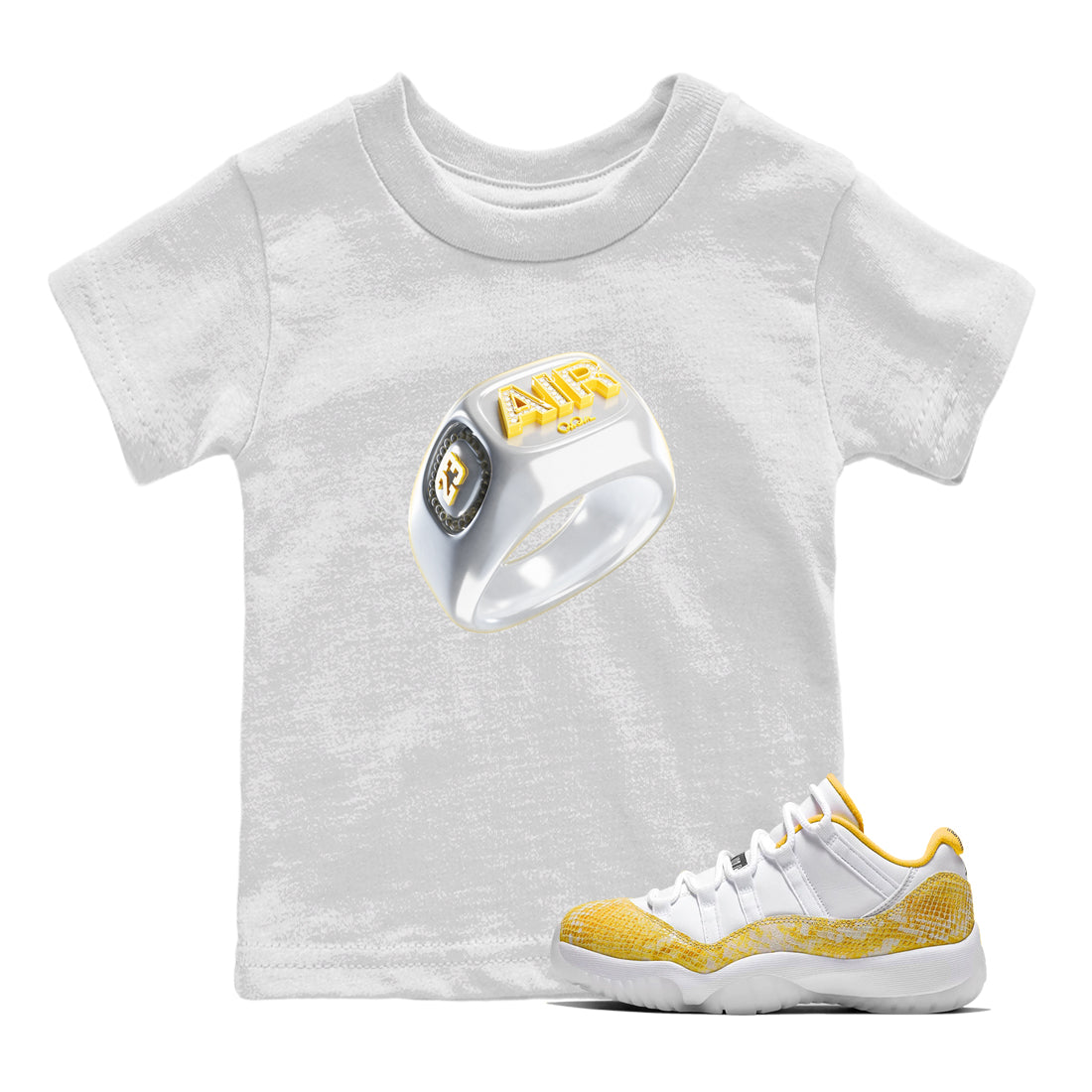 Diamond Ring Kids Tops - Air Jordan 11 Yellow Python