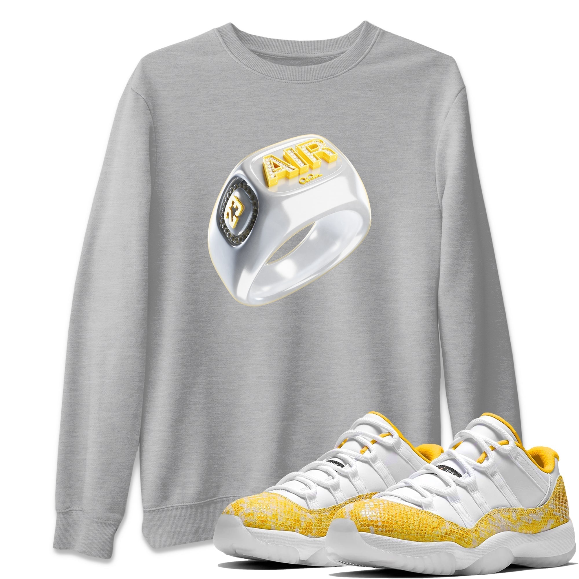 Diamond Ring Unisex Tops - Air Jordan 11 Yellow Python