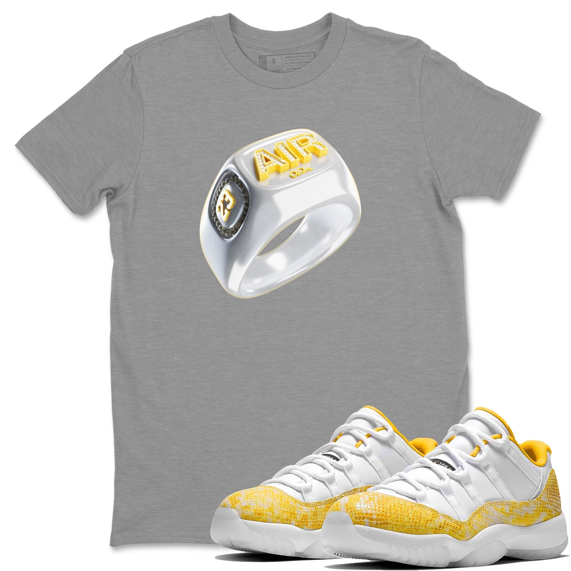 Diamond Ring Unisex Tops - Air Jordan 11 Yellow Python