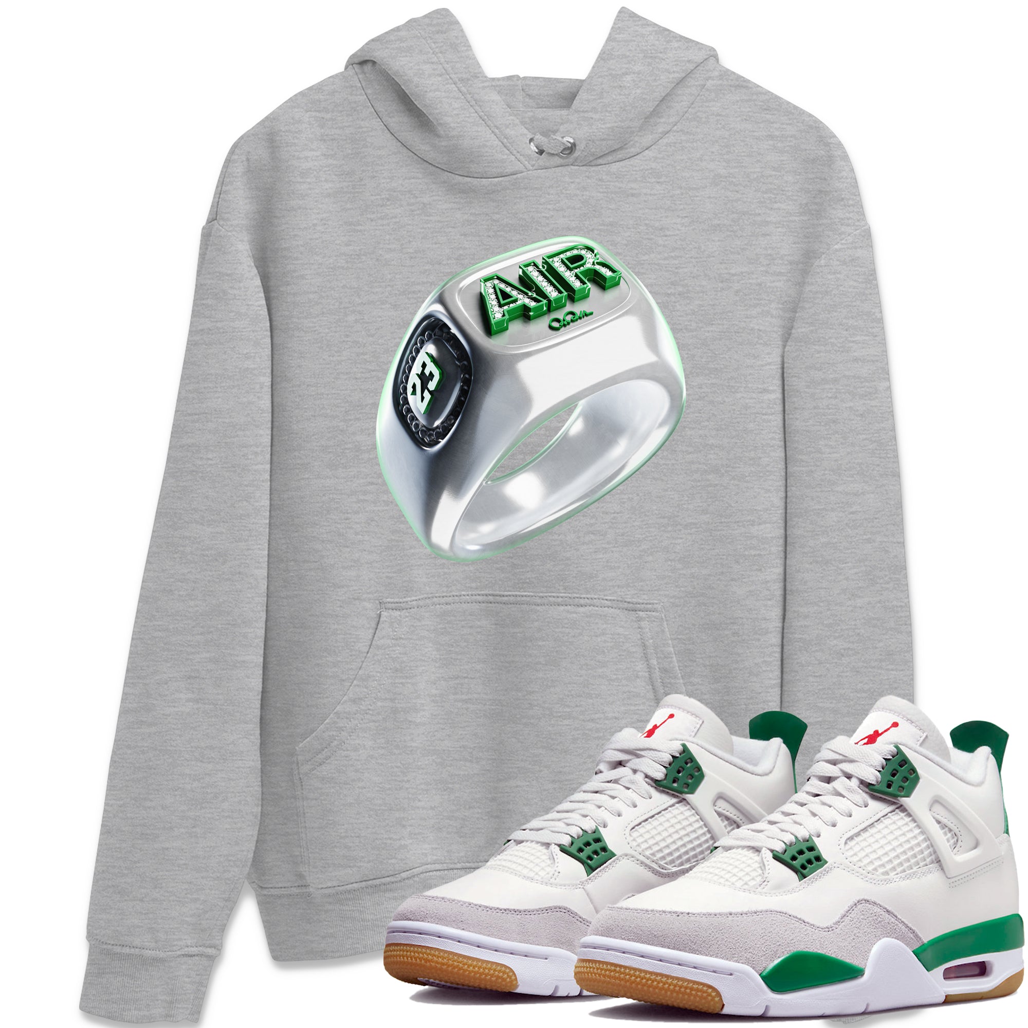 Diamond Ring Unisex Tops - Air Jordan 4 Pine Green