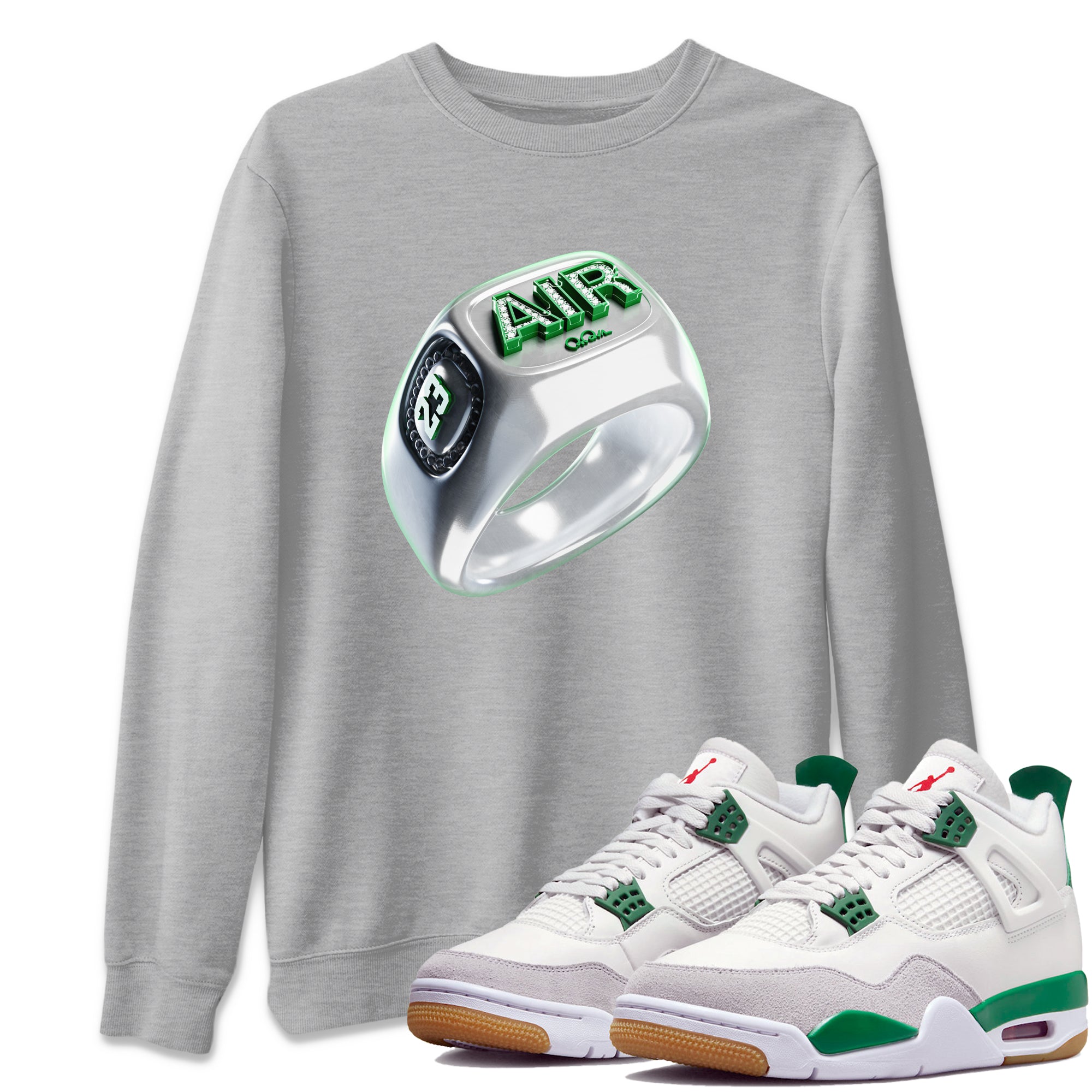 Diamond Ring Unisex Tops - Air Jordan 4 Pine Green