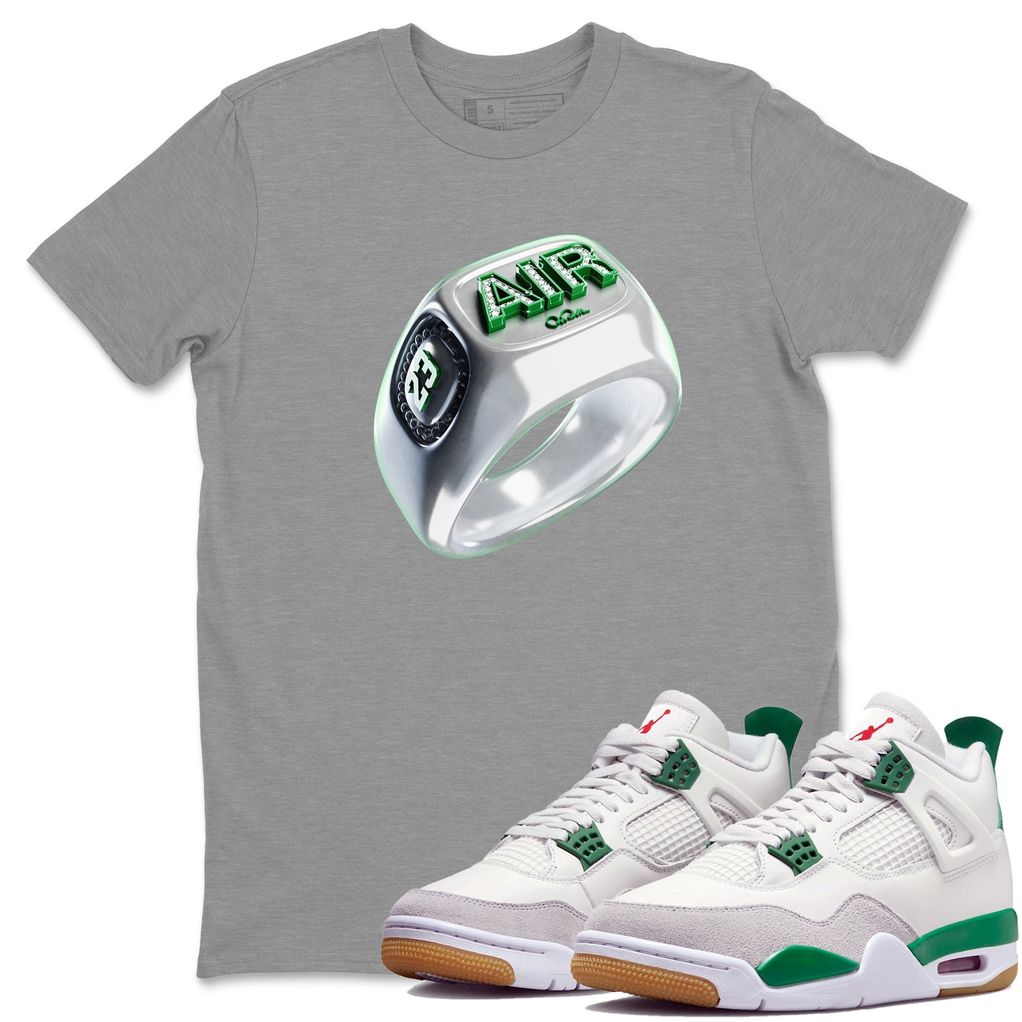 Diamond Ring Unisex Tops - Air Jordan 4 Pine Green
