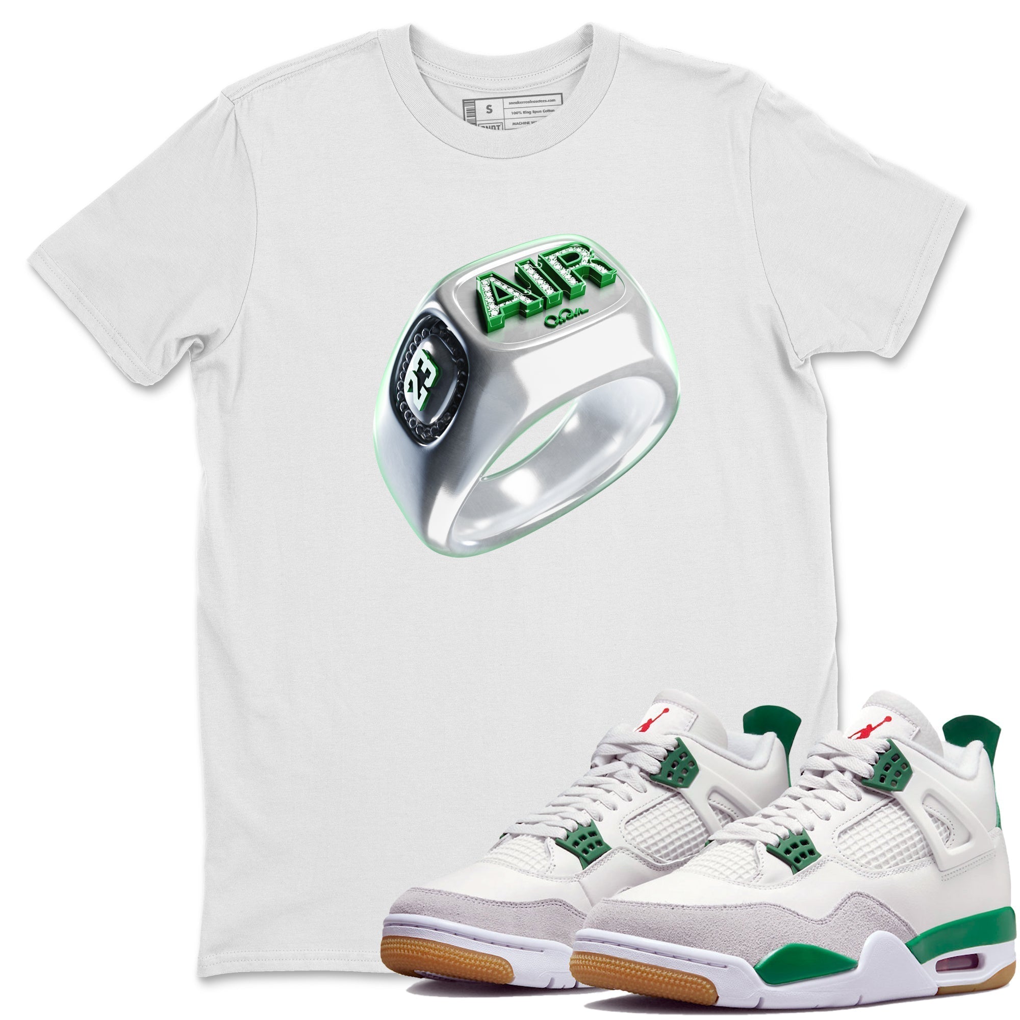 Diamond Ring Unisex Tops - Air Jordan 4 Pine Green