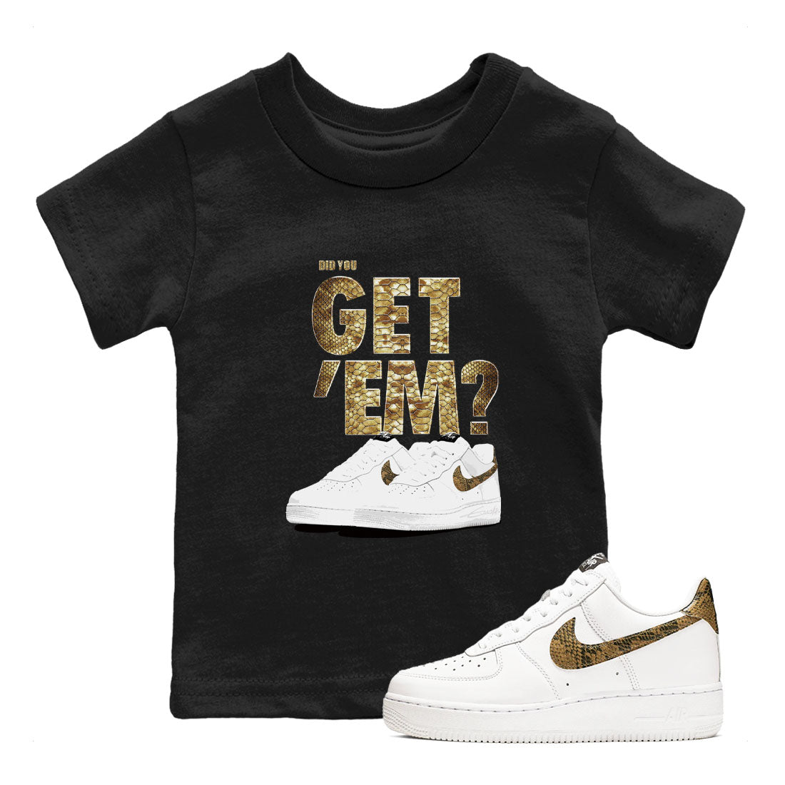 Did You Get 'Em snkmatch Tees Kids - Air Force 1 Ivory Snake