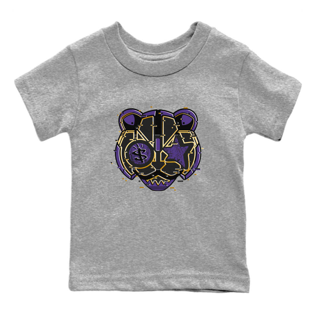 Digital Cat Face Kids Tops - Air Jordan 12 Field Purple