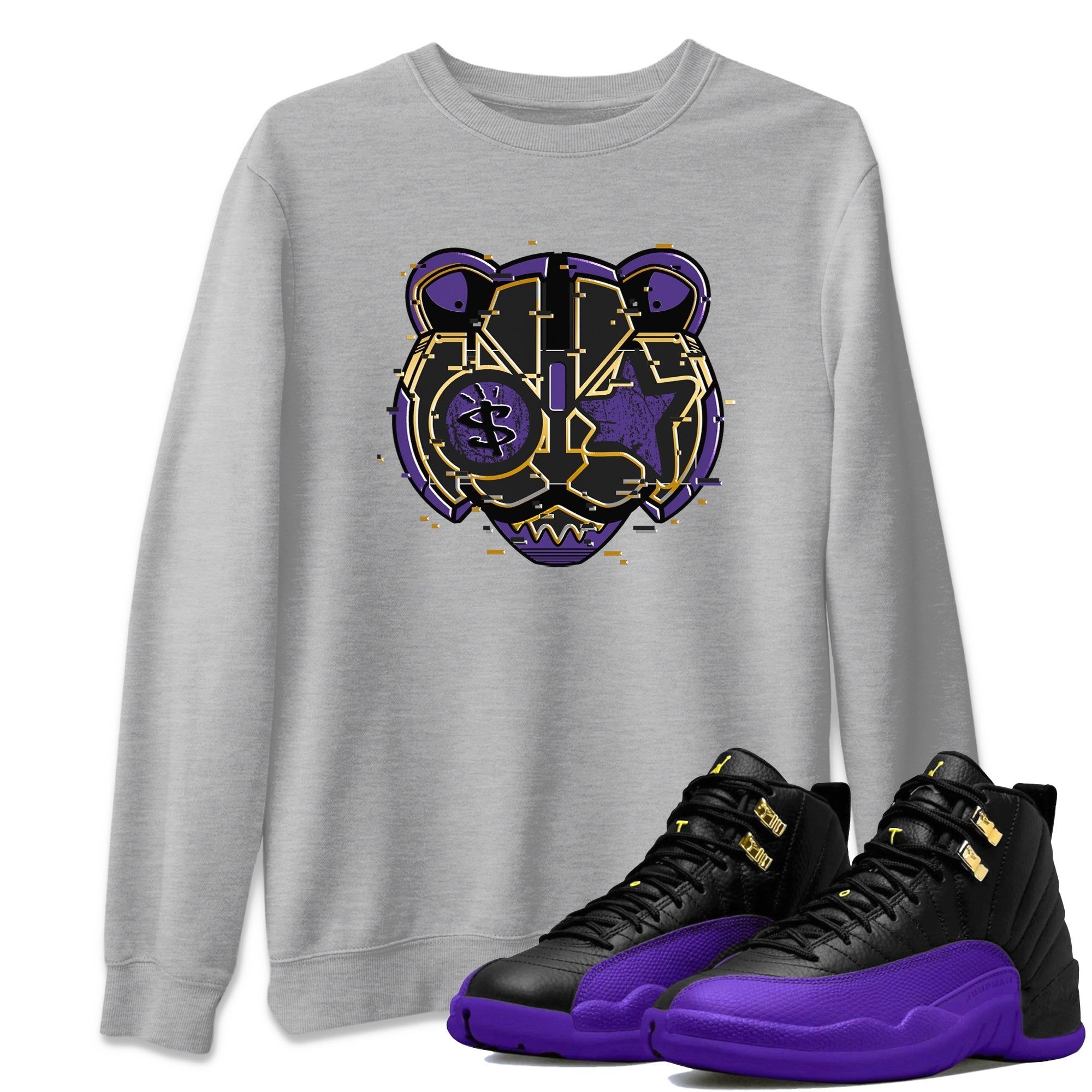 Digital Cat Face Unisex Tops - Air Jordan 12 Field Purple