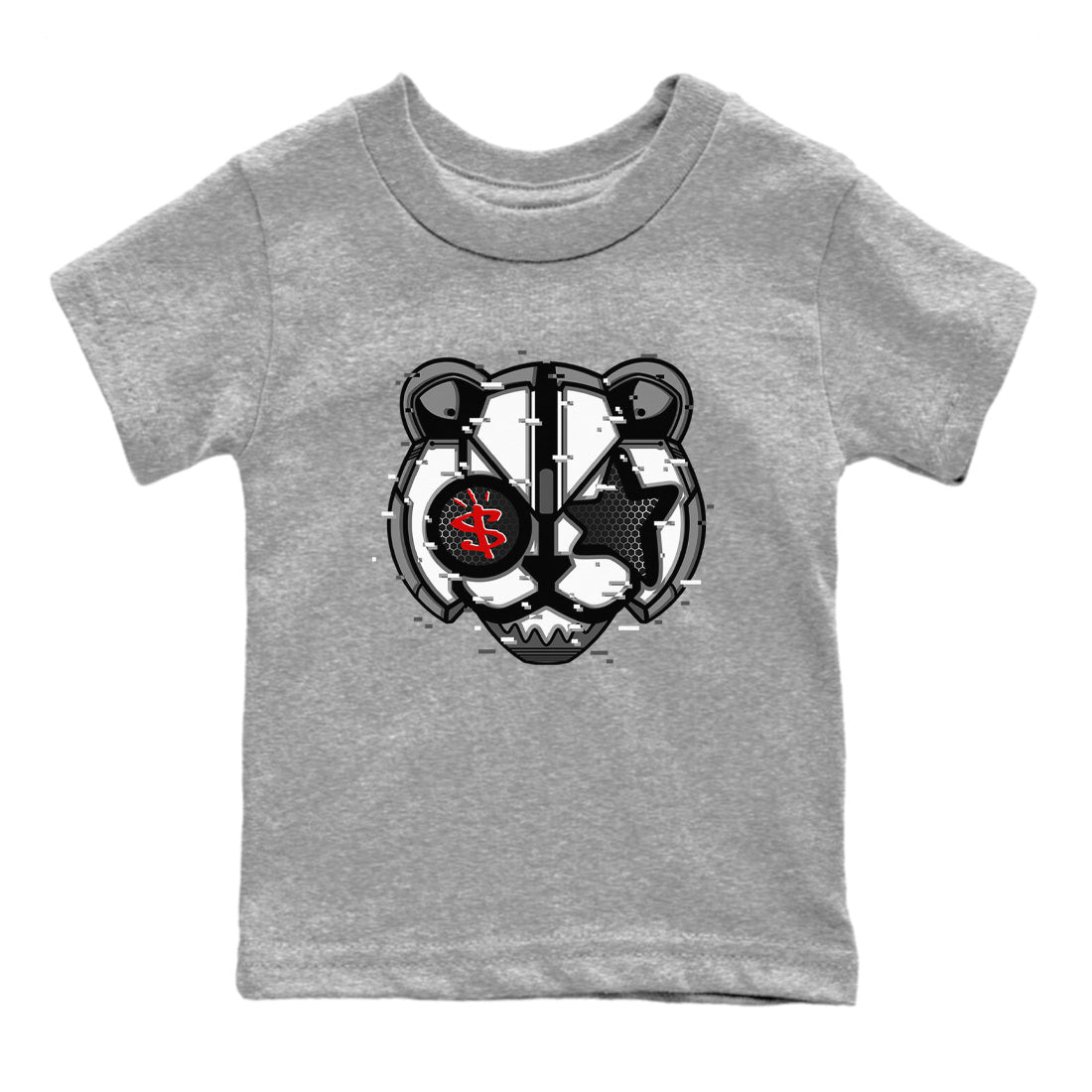 Digital Cat Face Kids Tops - Air Jordan 13 Black Flint