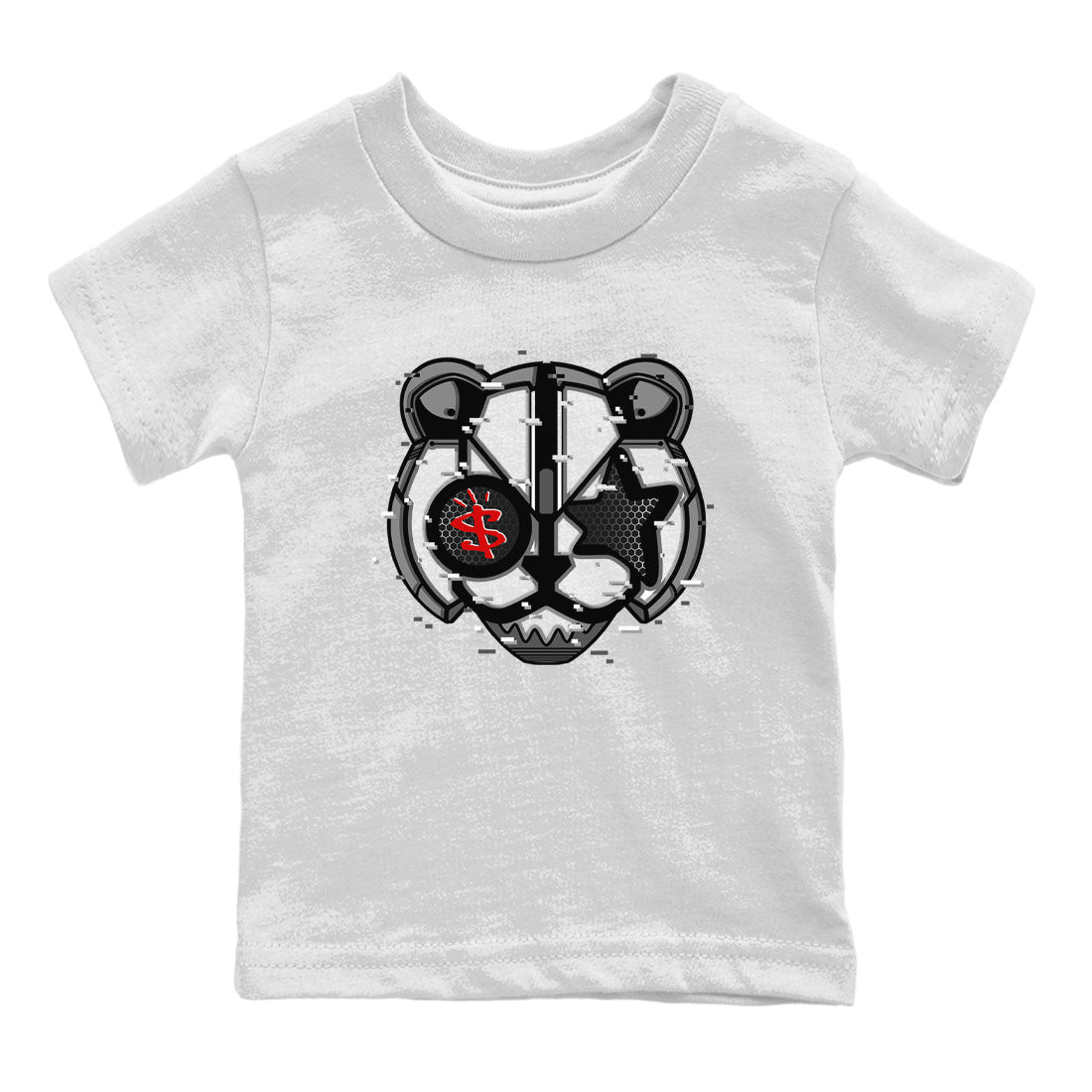 Digital Cat Face Kids Tops - Air Jordan 13 Black Flint