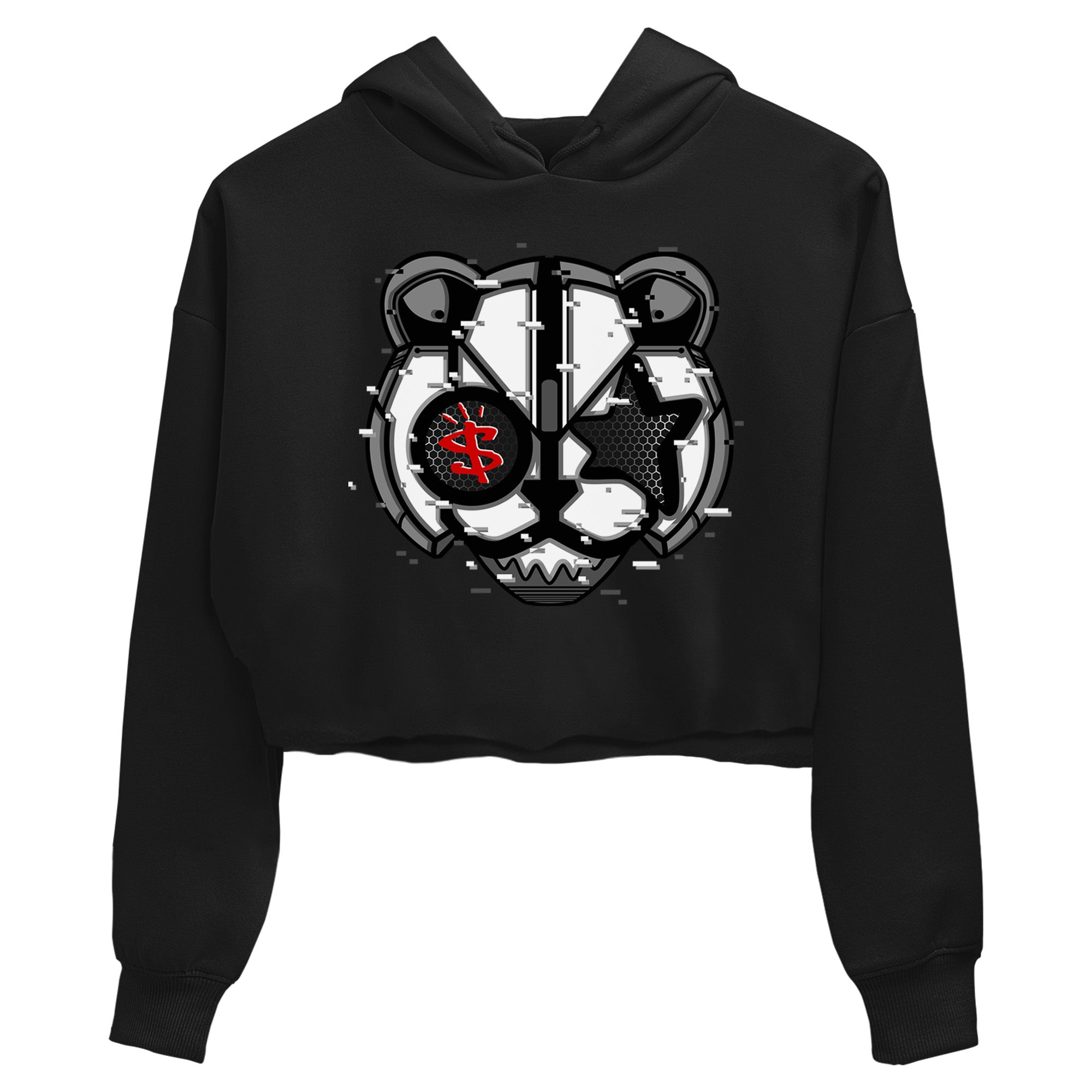 Digital Cat Face Women's Tops - Air Jordan 13 Black Flint