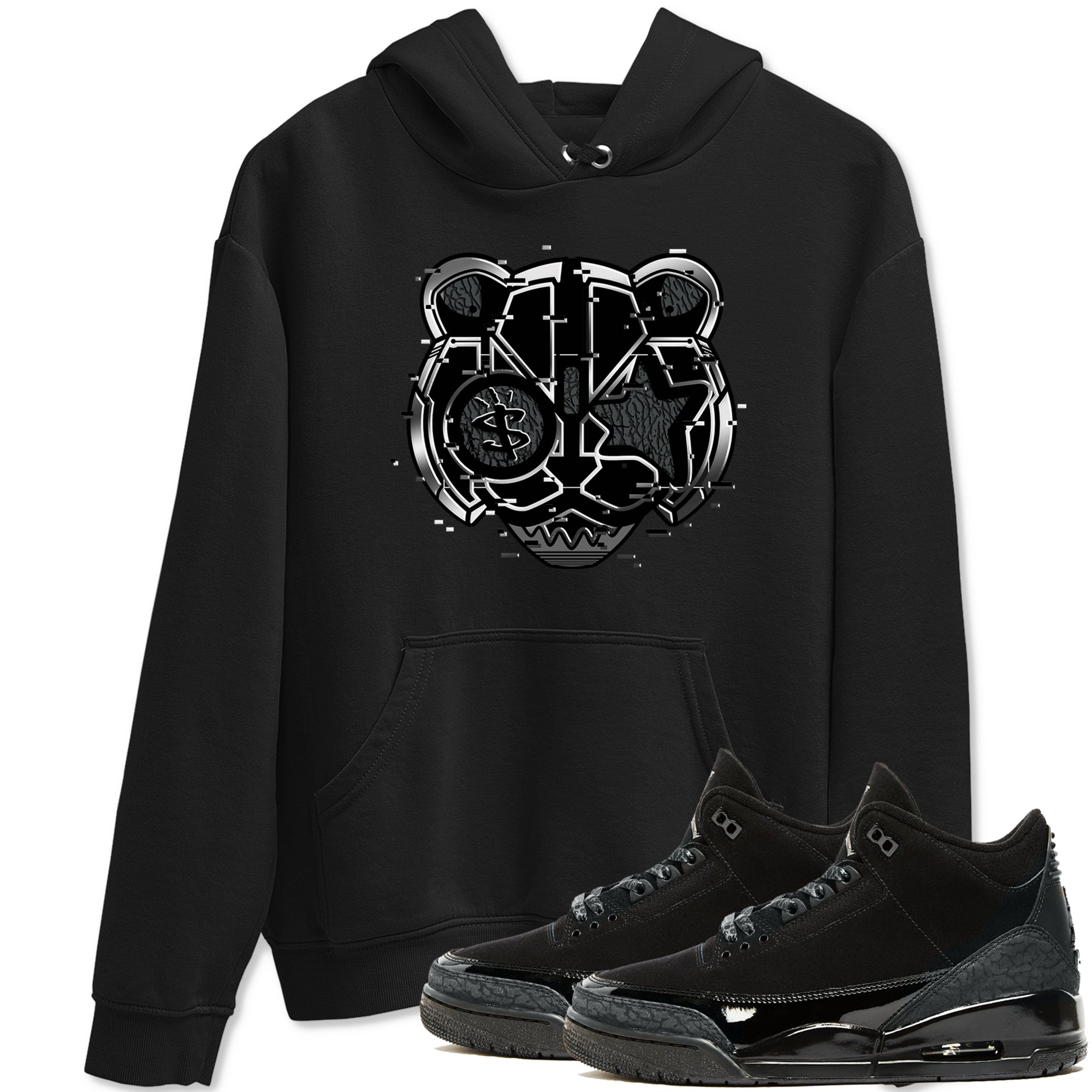Digital Cat Face snkmatch Tees - Air Jordan 3 Black Cat