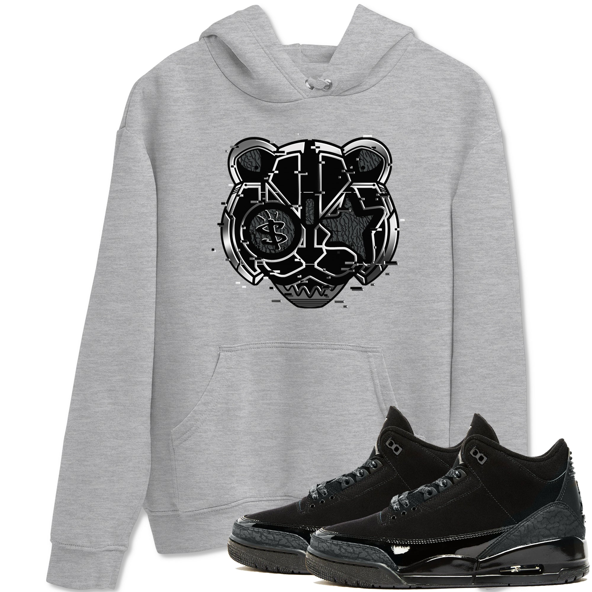 Digital Cat Face snkmatch Tees - Air Jordan 3 Black Cat