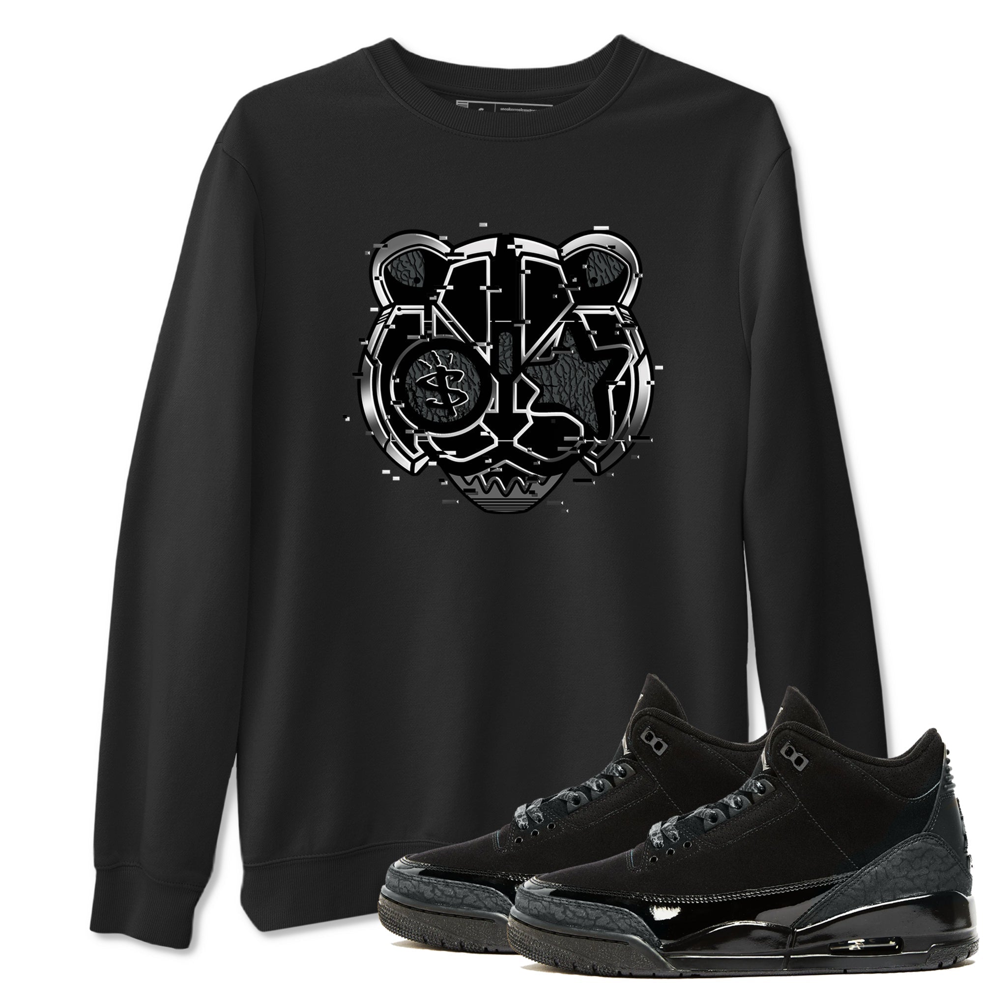 Digital Cat Face snkmatch Tees - Air Jordan 3 Black Cat