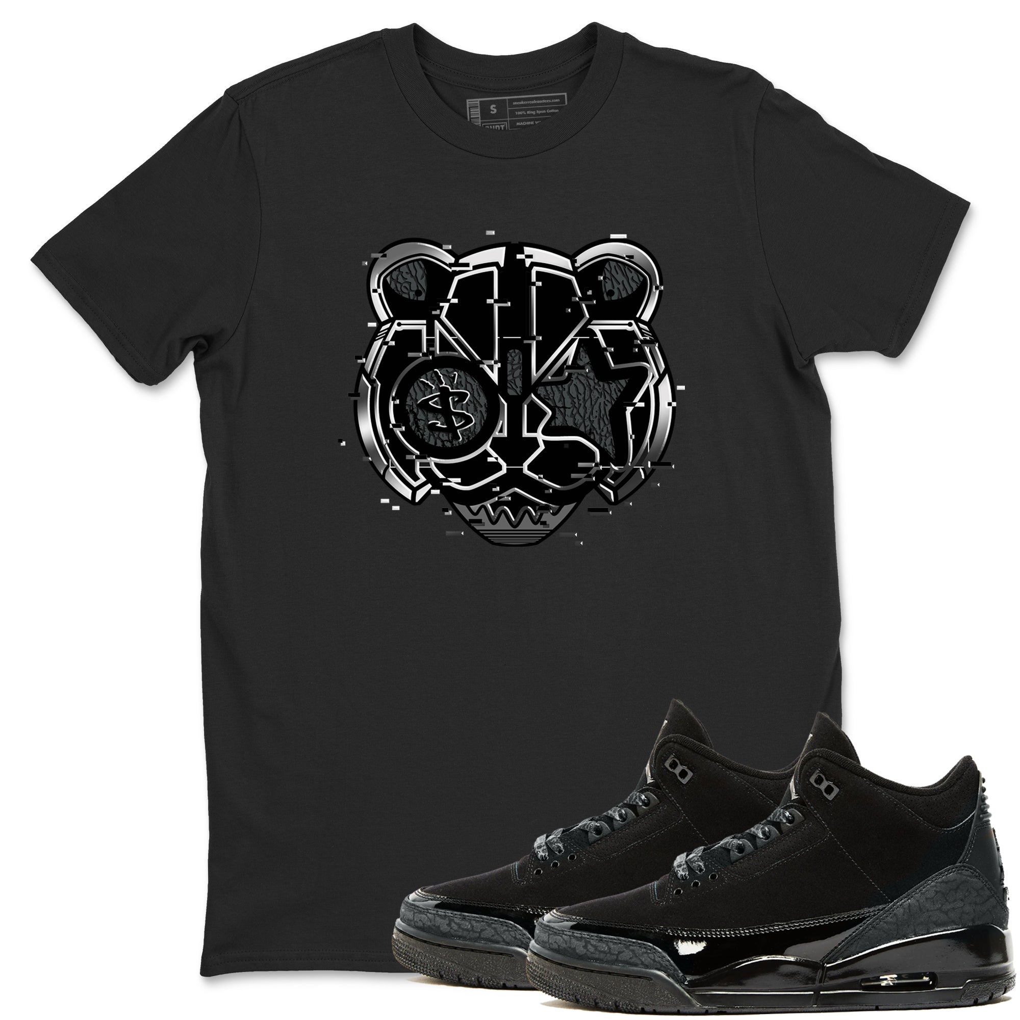 Digital Cat Face snkmatch Tees - Air Jordan 3 Black Cat