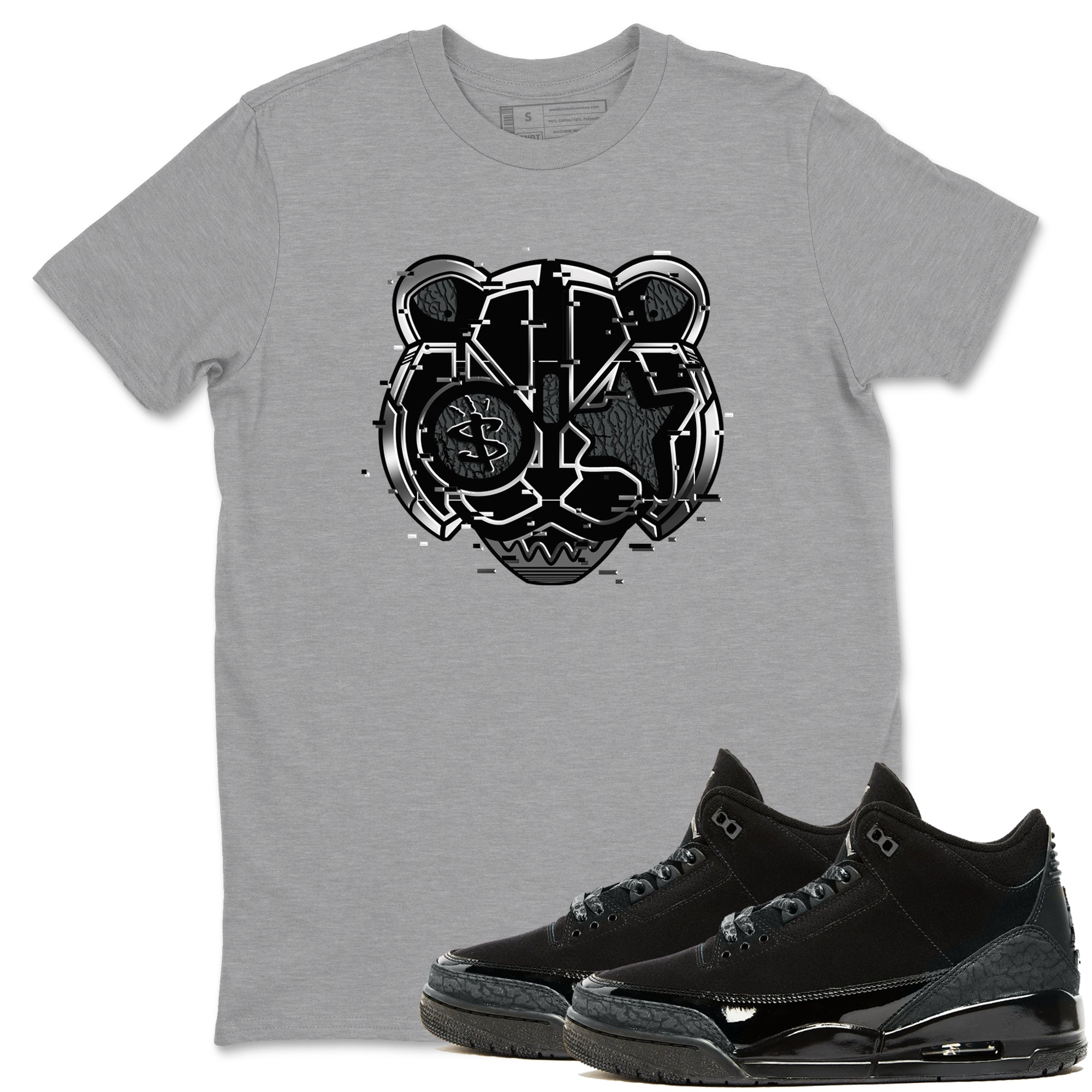 Digital Cat Face snkmatch Tees - Air Jordan 3 Black Cat