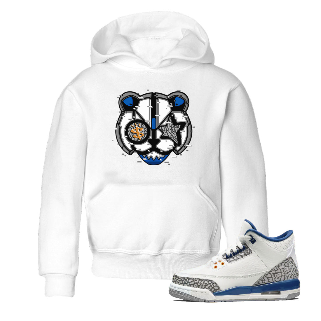 Digital Cat Face Kids Tops - Air Jordan 3 Wizards