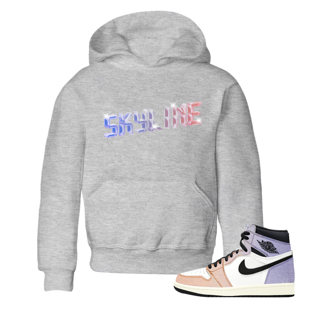 Digital Crystal Kids Tops - Air Jordan 1 Skyline