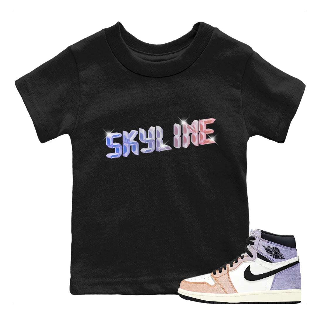 Digital Crystal Kids Tops - Air Jordan 1 Skyline