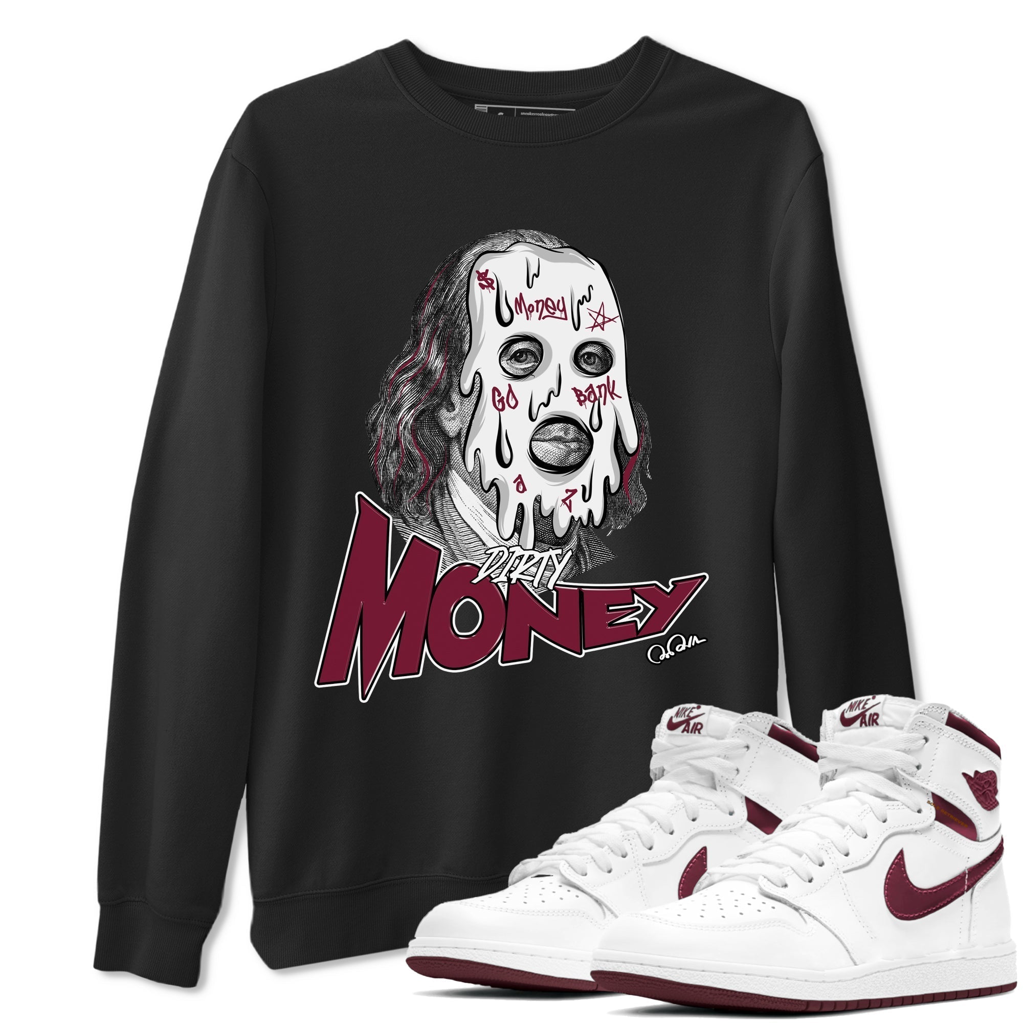 Dirty Money snkmatch Tee - Air Jordan 1 Metallic Burgundy