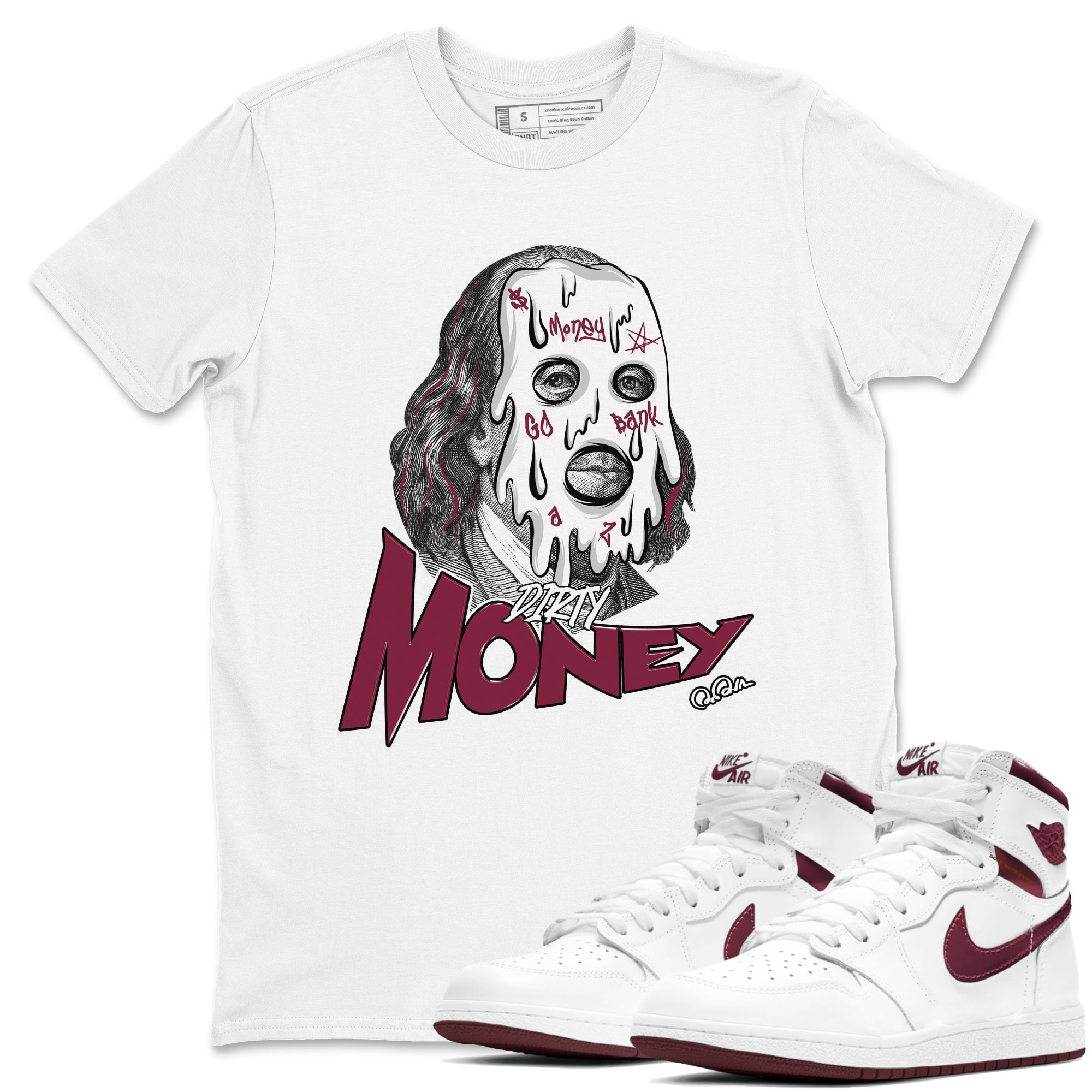 Dirty Money snkmatch Tee - Air Jordan 1 Metallic Burgundy