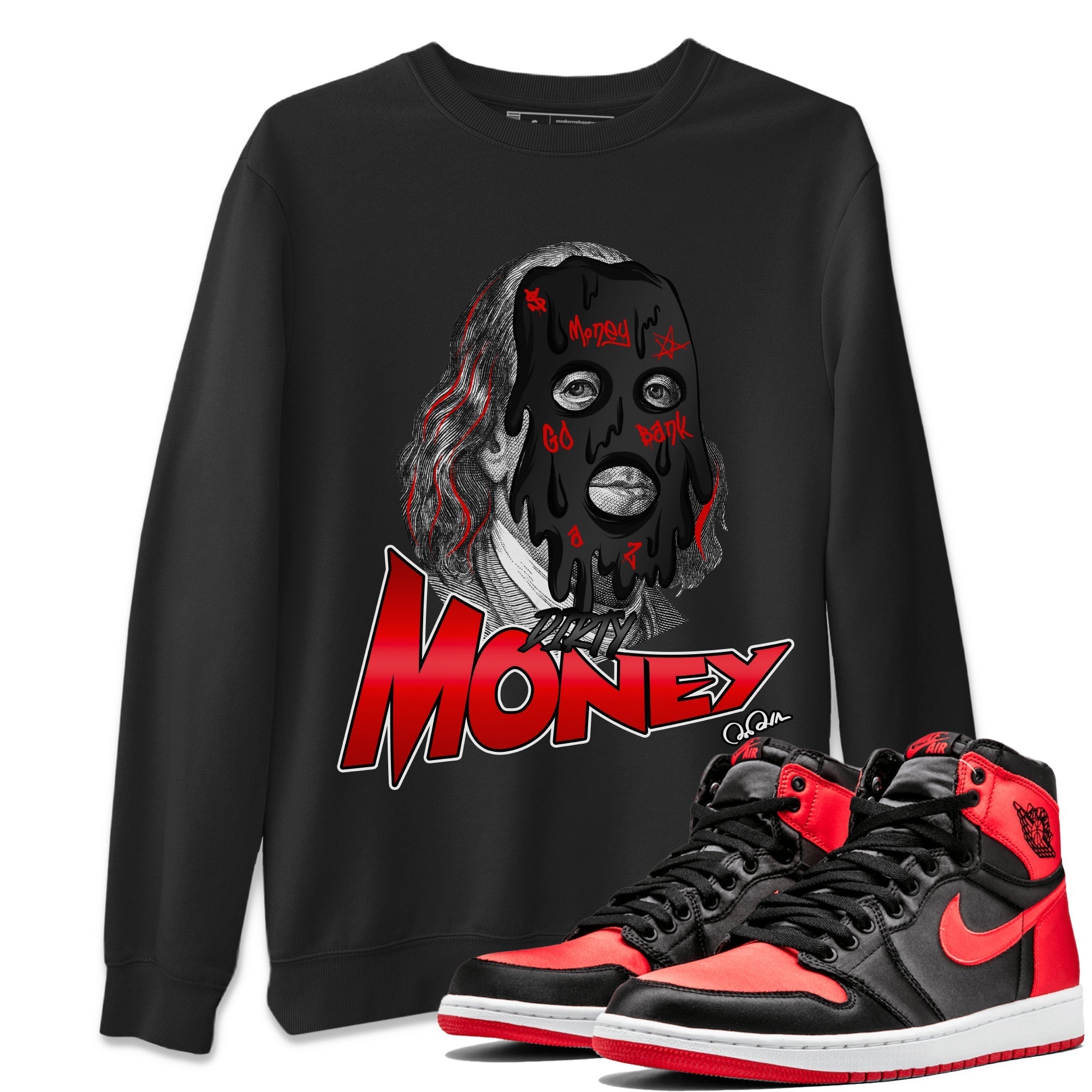 Dirty Money Unisex Tops - Air Jordan 1 Satin Bred