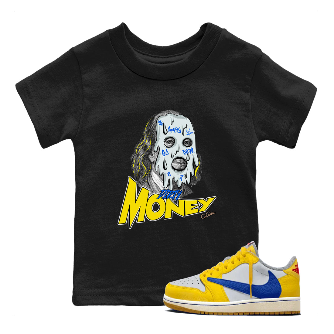 Dirty Money snkmatch Tees Kids - Air Jordan 1 Travis Scott Canary