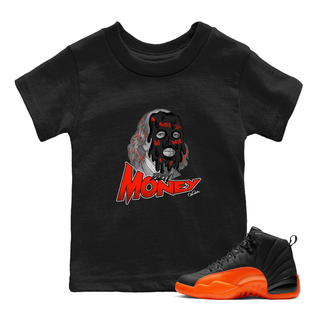 Dirty Money Kids Tops - Air Jordan 12 Brilliant Orange