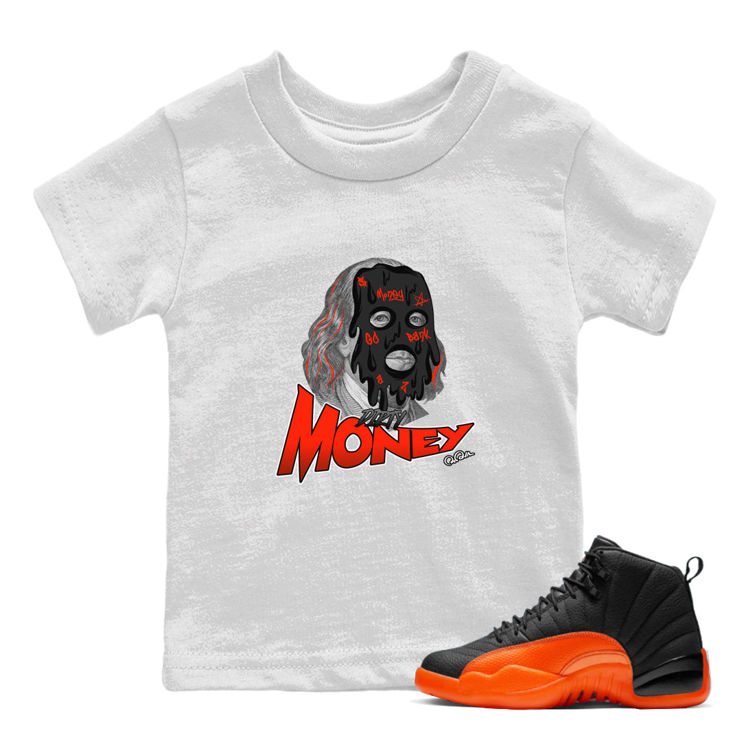 Dirty Money Kids Tops - Air Jordan 12 Brilliant Orange