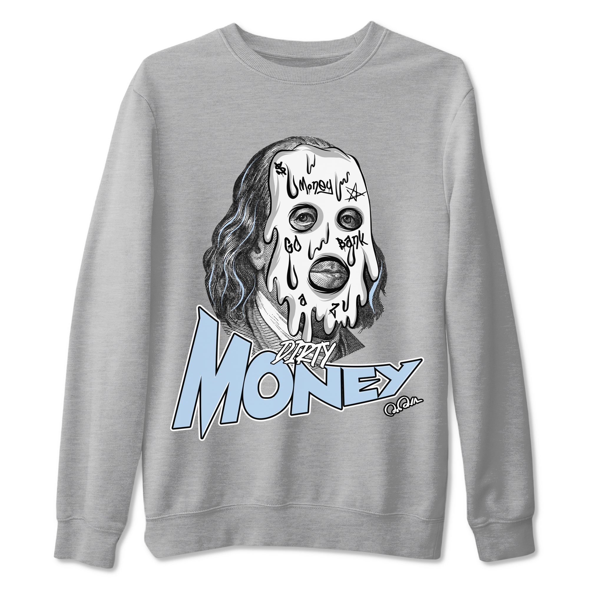Dirty Money snkmatch Tees - Air Jordan 13 Blue Grey