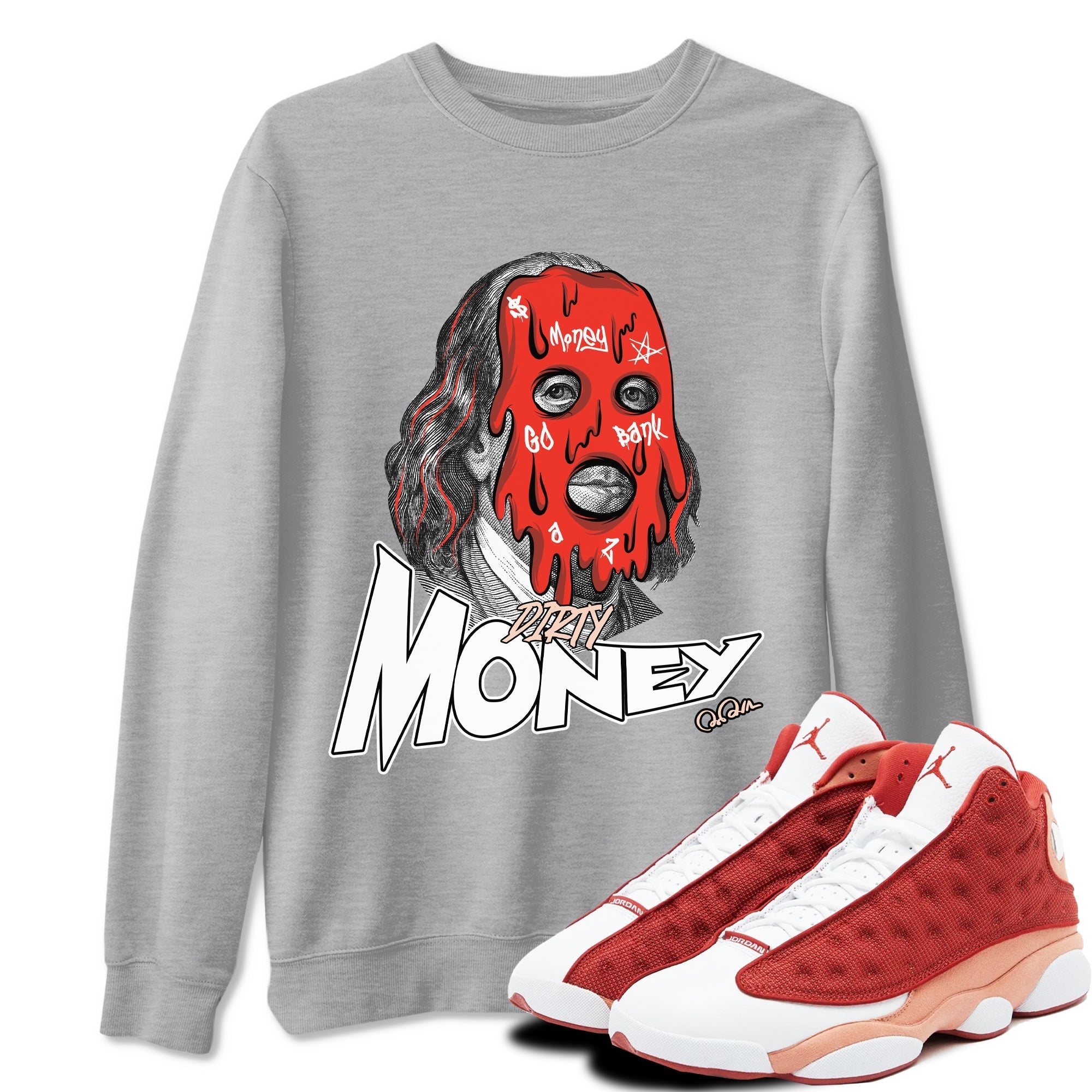 Dirty Money snkmatch Tees - Air Jordan 13 Dune Red